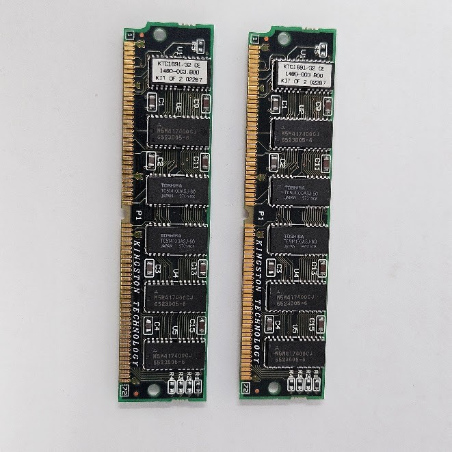 32MB (2x 16MB) 72-Pin SIMM EDO RAM Memory 60ns Micron Vintage 486 Pentium Mac