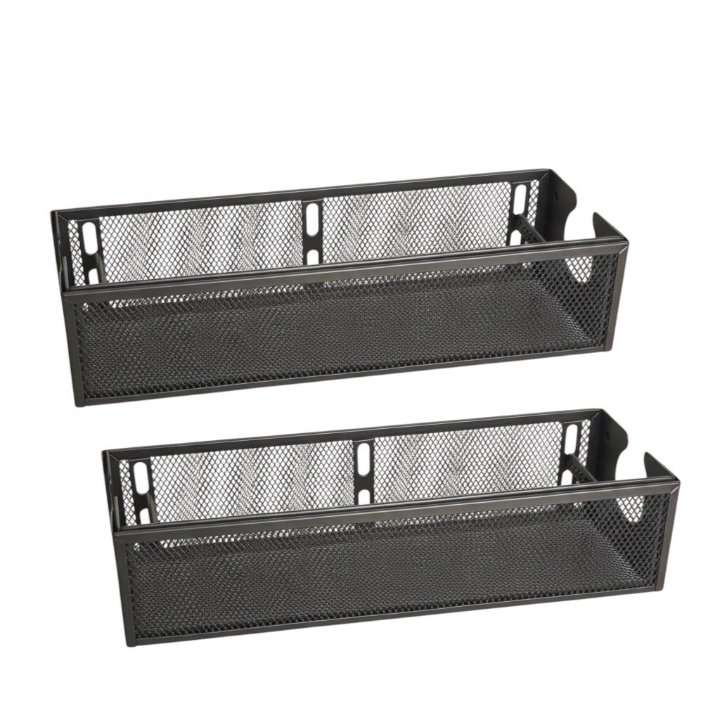 Multi-Model Under Desk Cable Management Tray 2 Packs Metal Under Desk Black