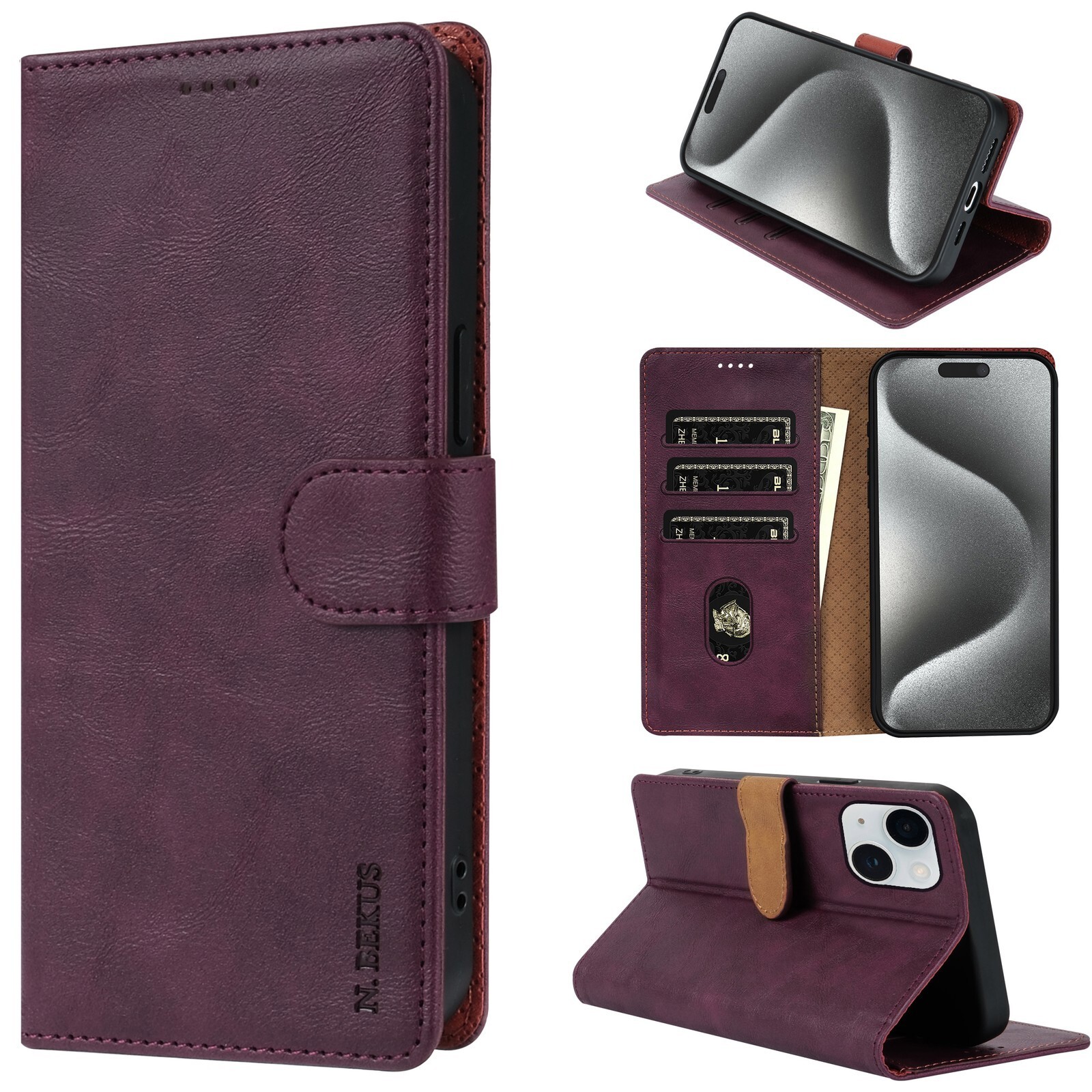 Luxury Leather Card Wallet Cover Case For 11 12 13 14 15 16 Pro Max 7 8 16E XR