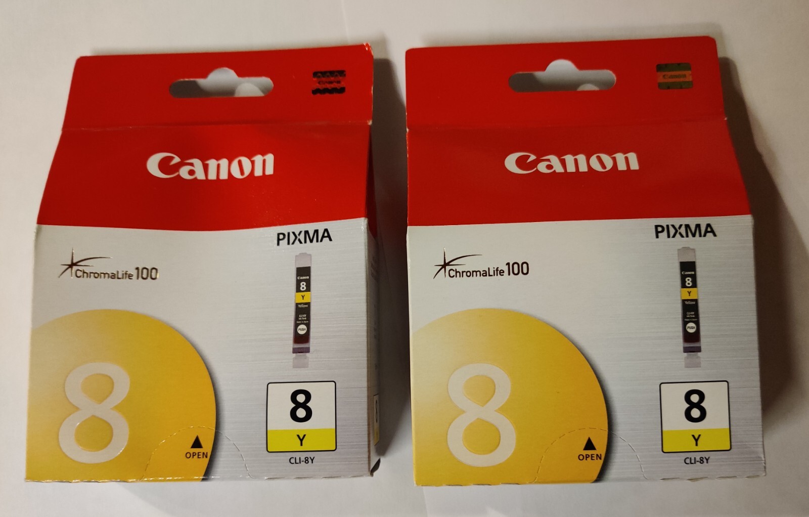 2 x original Canon cartridges CLI-8Y yellow 13 ml printer cartridge