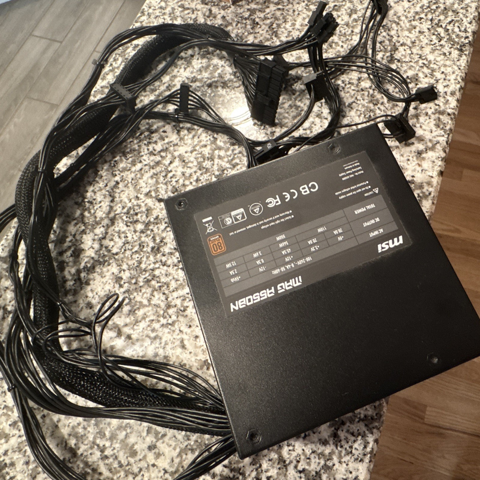 MSI MAG A550BN 550W 80 PLUS Bronze ATX PSU Black 24Pin 4+4 CPU 6+2