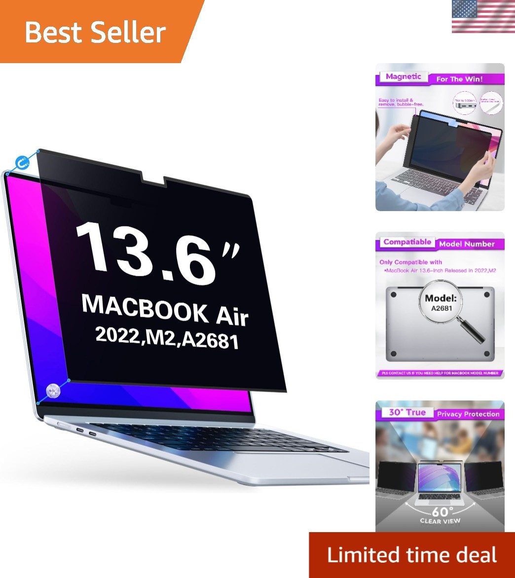 Ultimate Eye Protection & Privacy Shield for MacBook Air M2 13.6" - Easy Install
