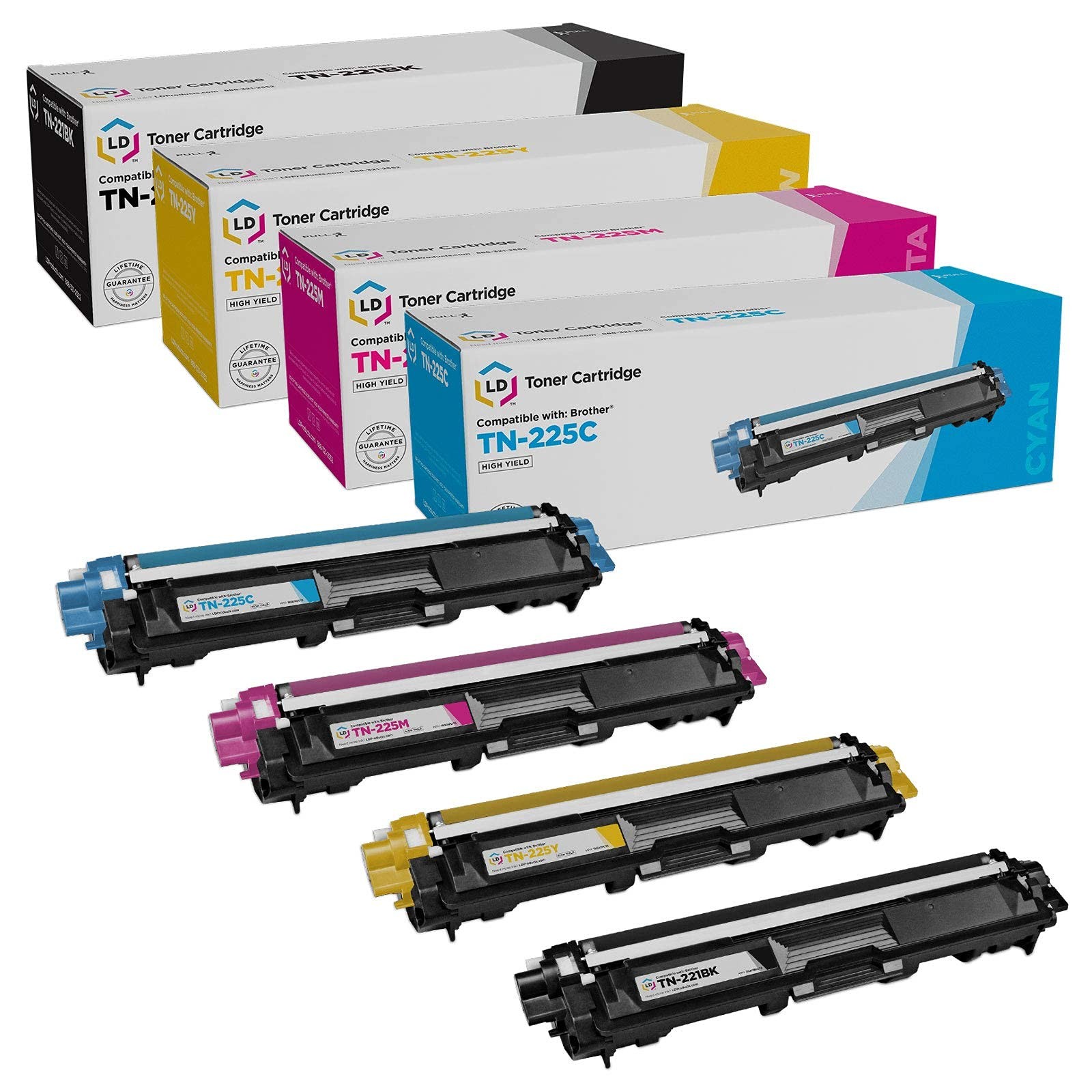 4Pk TN221 Black TN225 Color Toner For Brother MFC-9130CW MFC-9330CDW MFC-9340CDW