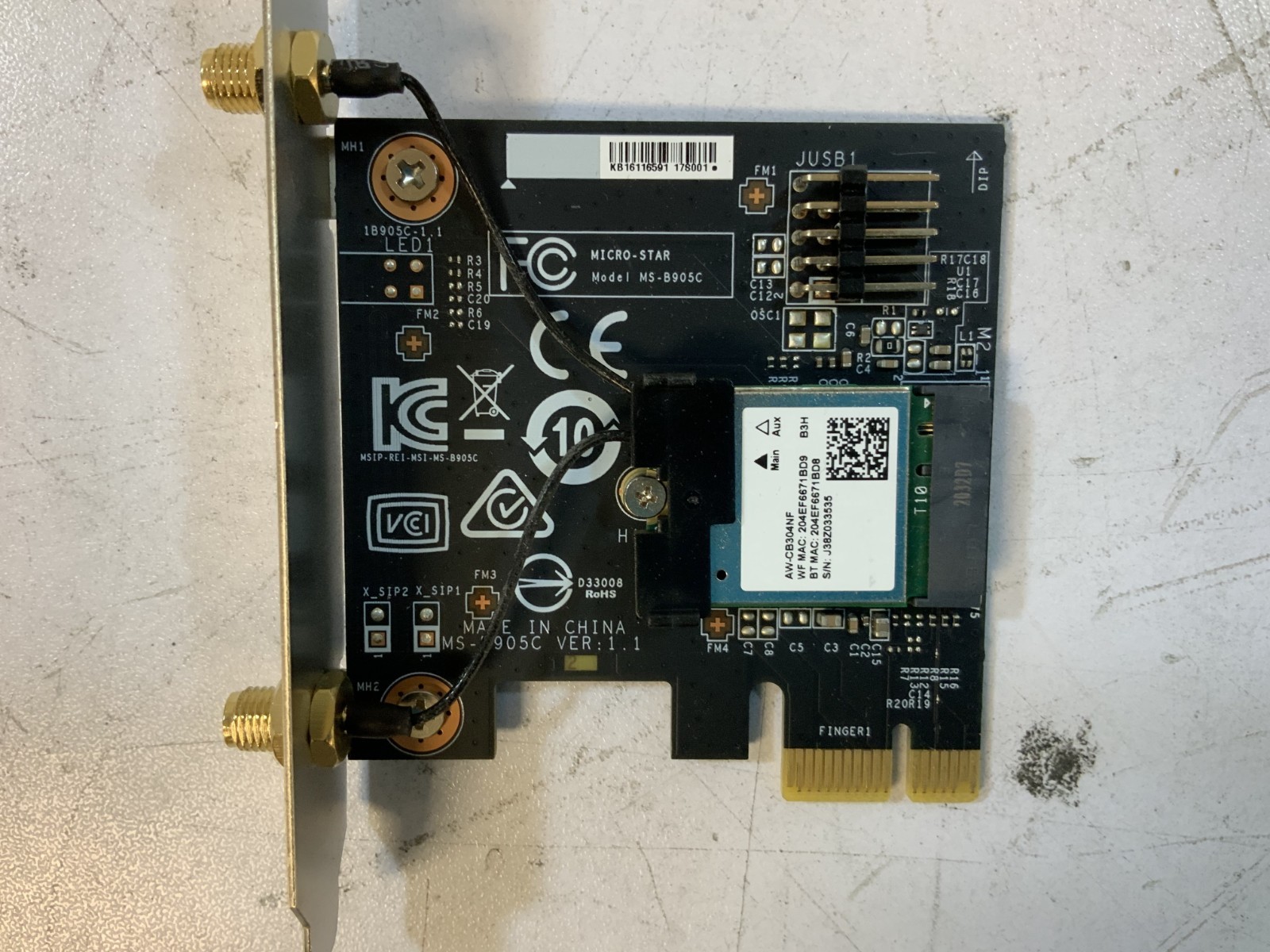 MSI MS-B905C WiFi Dual-Band Wireless PCIE Adapter Card "P4C"