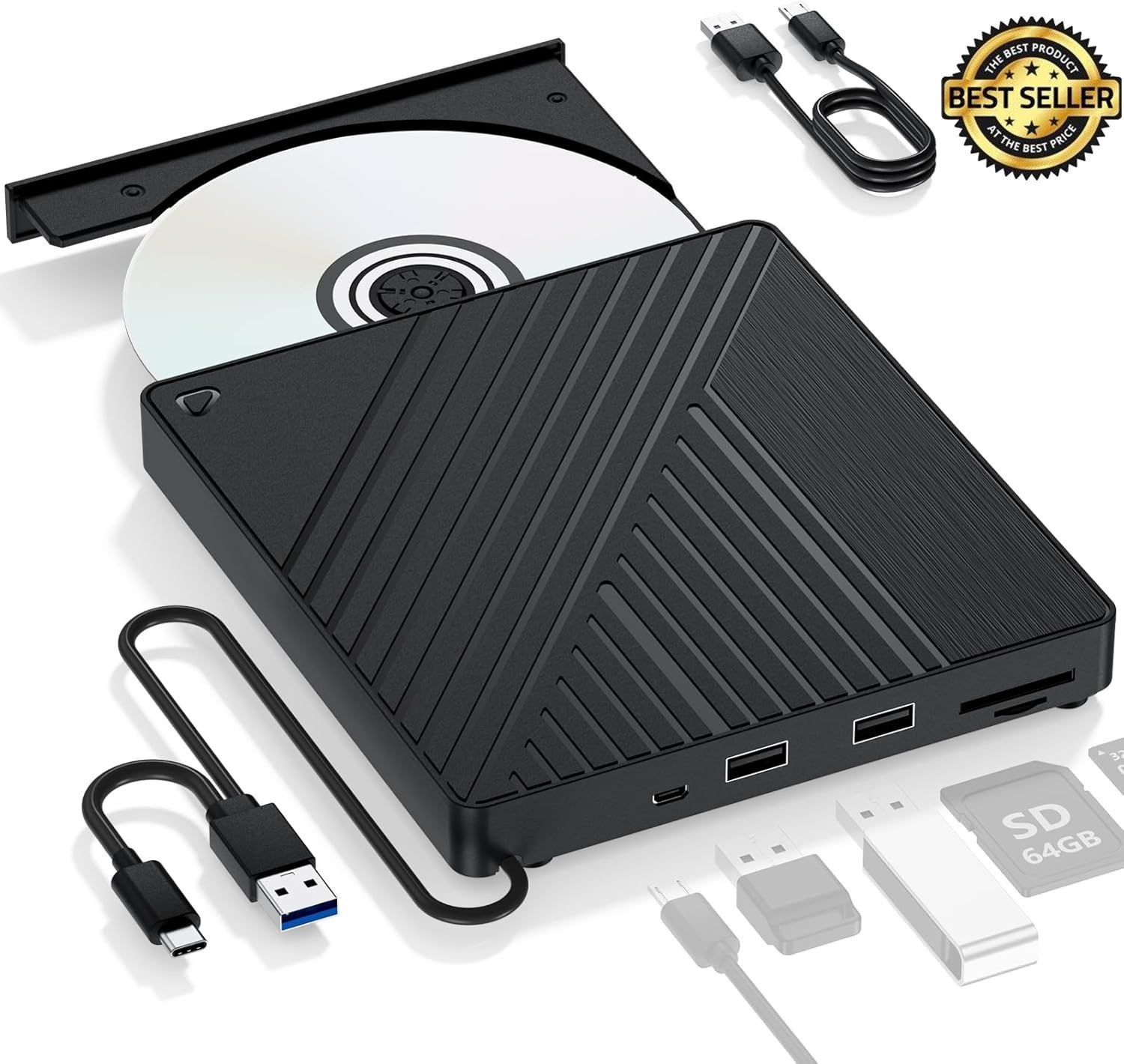 5in1 External BluRay Drive BD Player Read/Write Portable CD/DVD Drive Burner