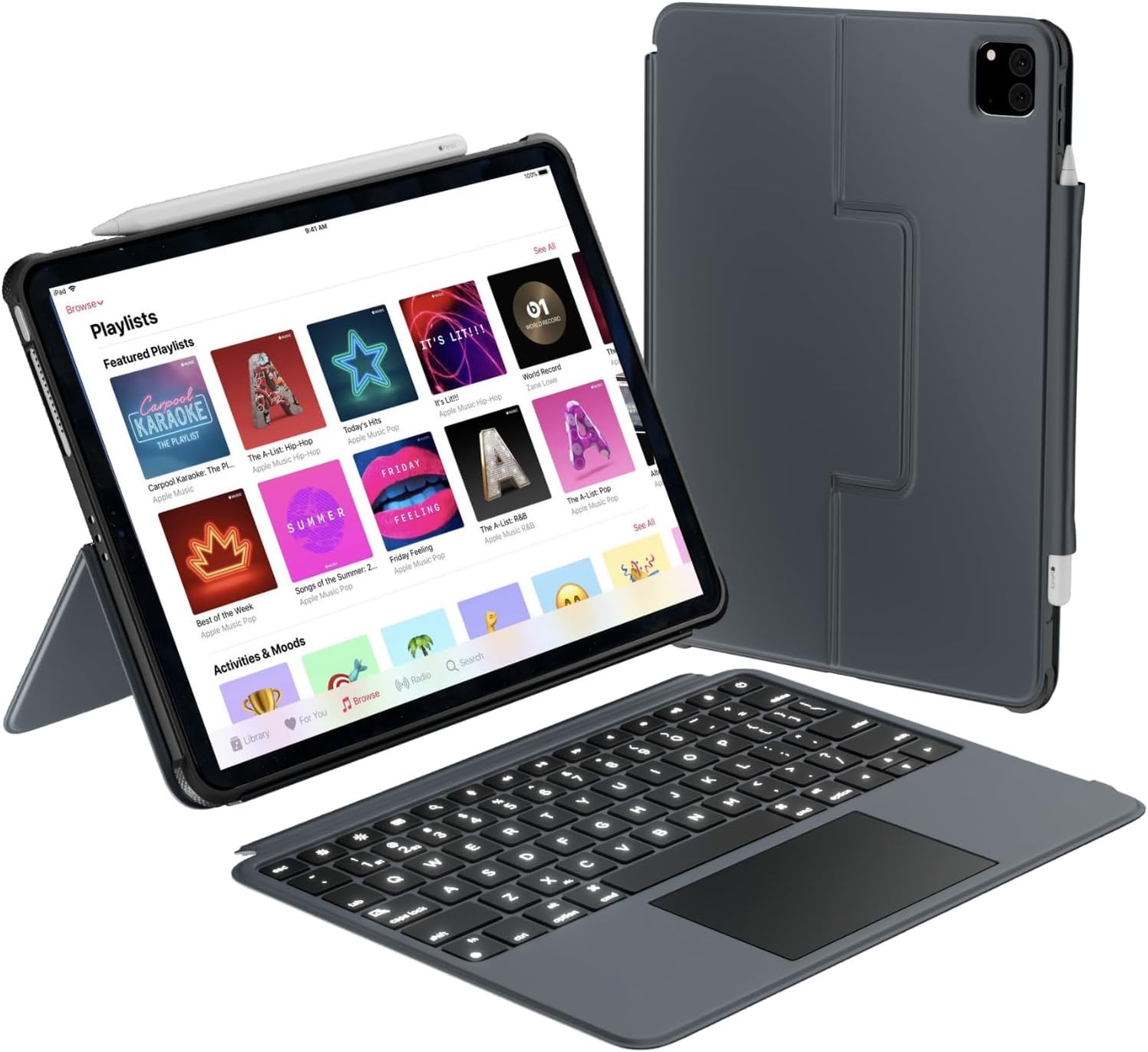 Macally iPad Air 13 Inch Case Keyboard (M2, 2024) | iPad Pro 12.9 Keyboard Case
