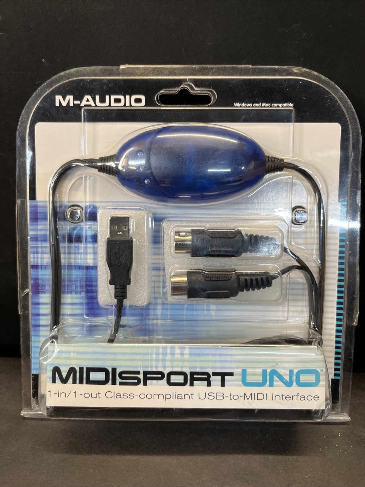 M-Audio MidiSport Uno 1-In/1-Out Cable USB MIDI Interface Mac PC BRAND NEW
