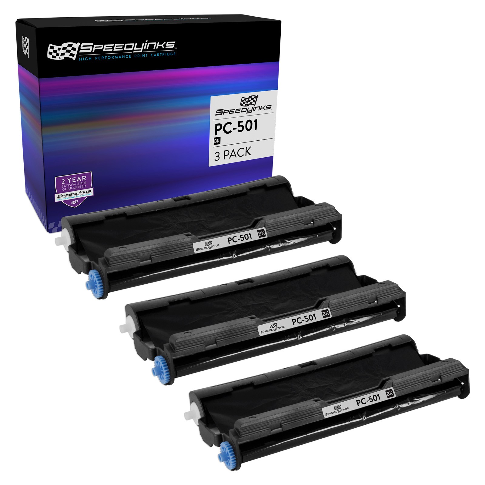 3 Pack Compatible PC501 Fax Cartridge with Roll for Brother FAX 575, 878 Printer