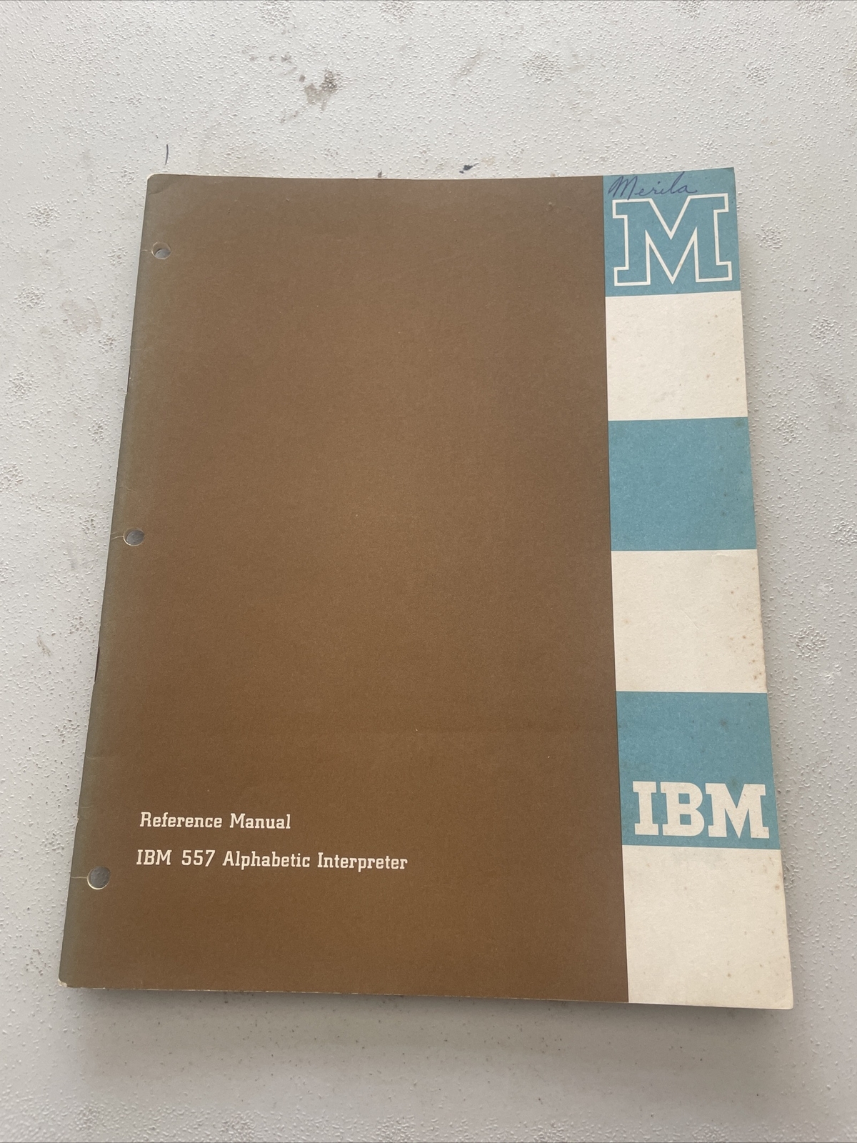 IBM Reference Manual 557 Alphabetic Interpreter Dated 1959 1963