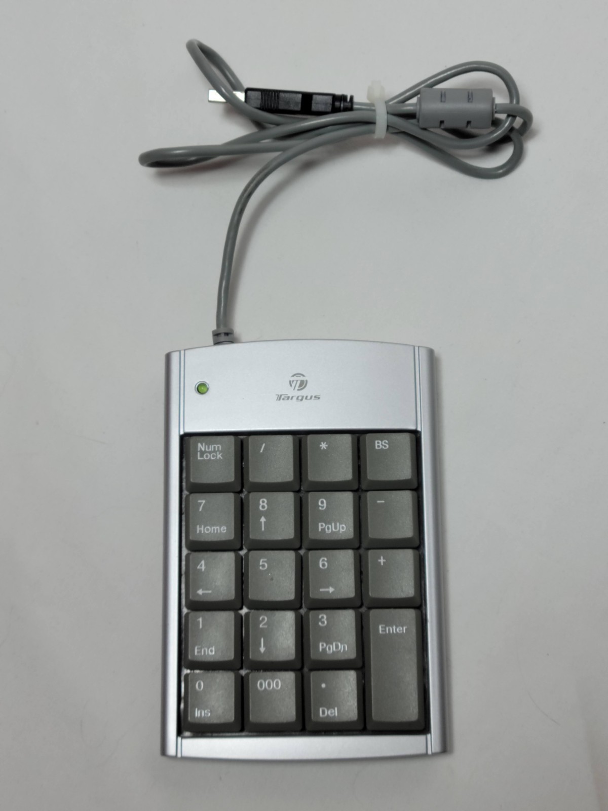 Targus 10-Key Numeric USB Keypad 2 USB Ports Gray Model PAUK10U-BB Tested Works