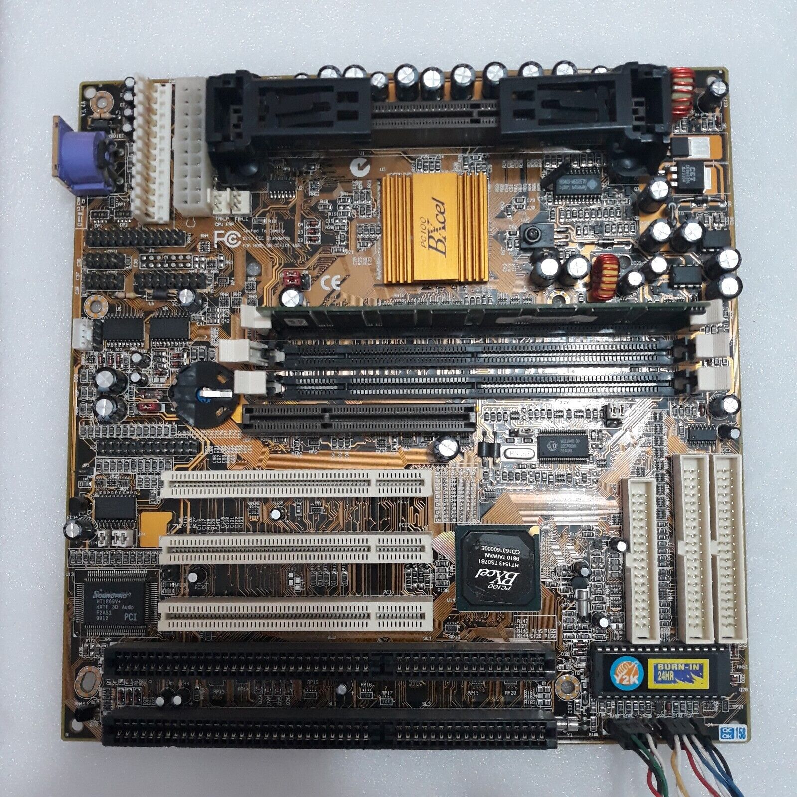 Vintage Motherboard PC100 Bxcel (Celeron + heatsink + memory 64Mb)