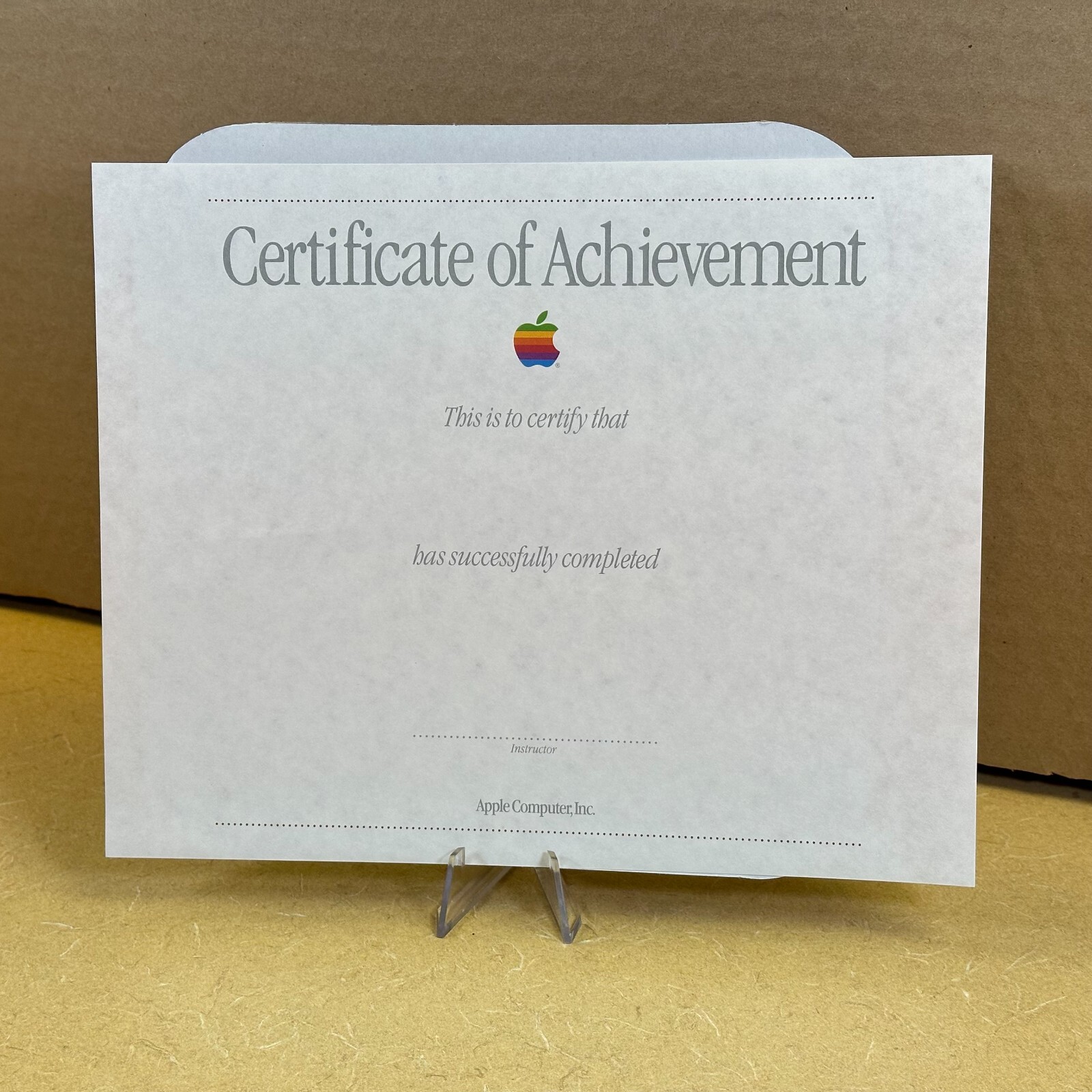 SELLER EXCLUSIVE PRISTINE Apple Internal BLANK "Certificate of Achievement" RARE