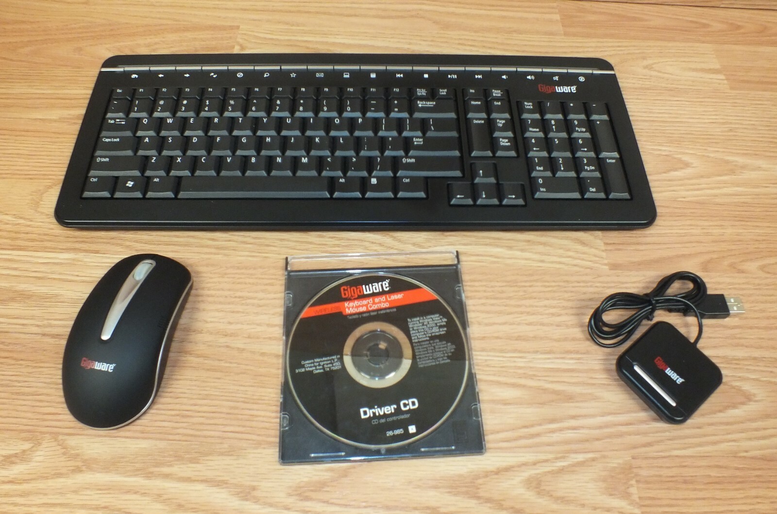 Gigaware (26-985) Black Wireless Keyboard & Laser Mouse Combo w/ Laser Sensor 
