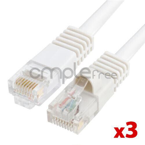 3x CAT5E Cable 100FT Lan Network Ethernet RJ45 CAT5 Wire 100 FT White NEW