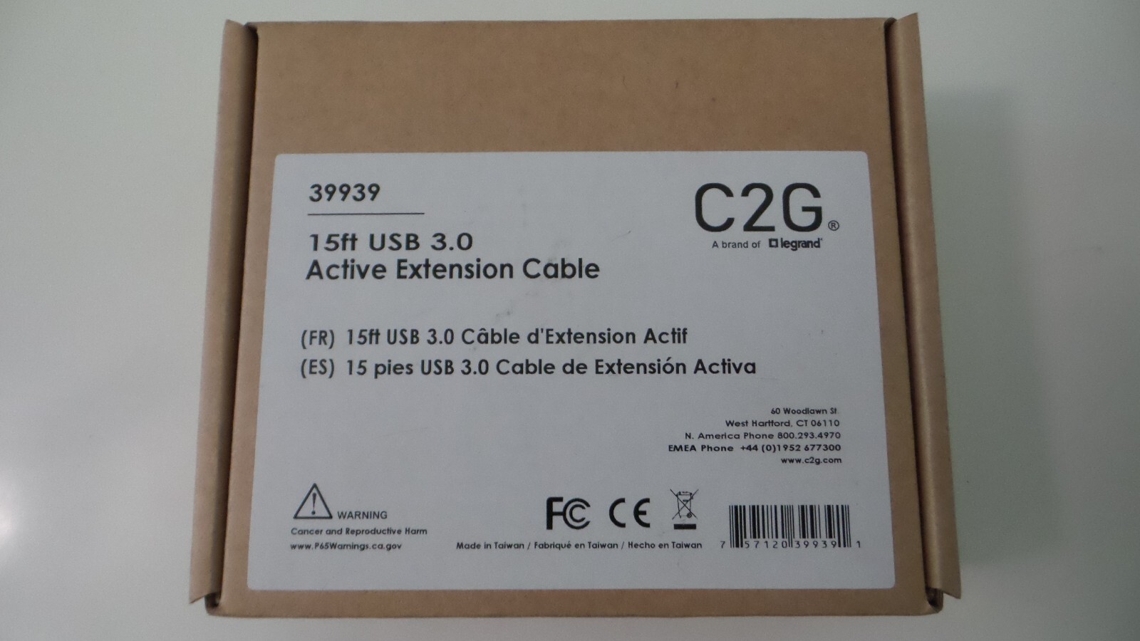 C2G 15FT USB 3.0 Active Extension Cable Black 39939