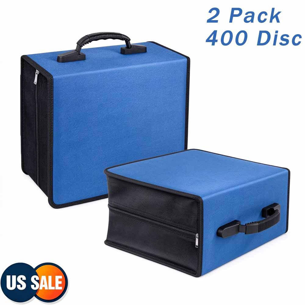 2PCS CD/DVD Storage Binder Wallet, Disc Sleeves Carrying Case Box 400 Disc