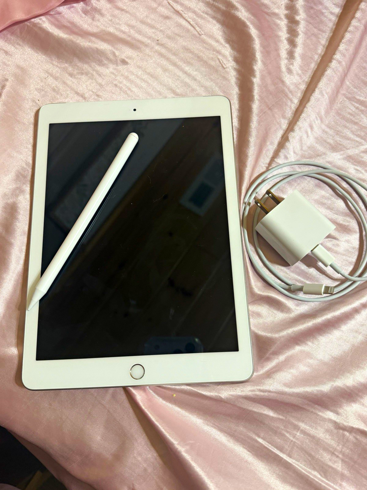 Apple iPad 9.7in 256GB Wi‑Fi Gray 2GB RAM w/ Stylus, BUNDLE with cord, and pen