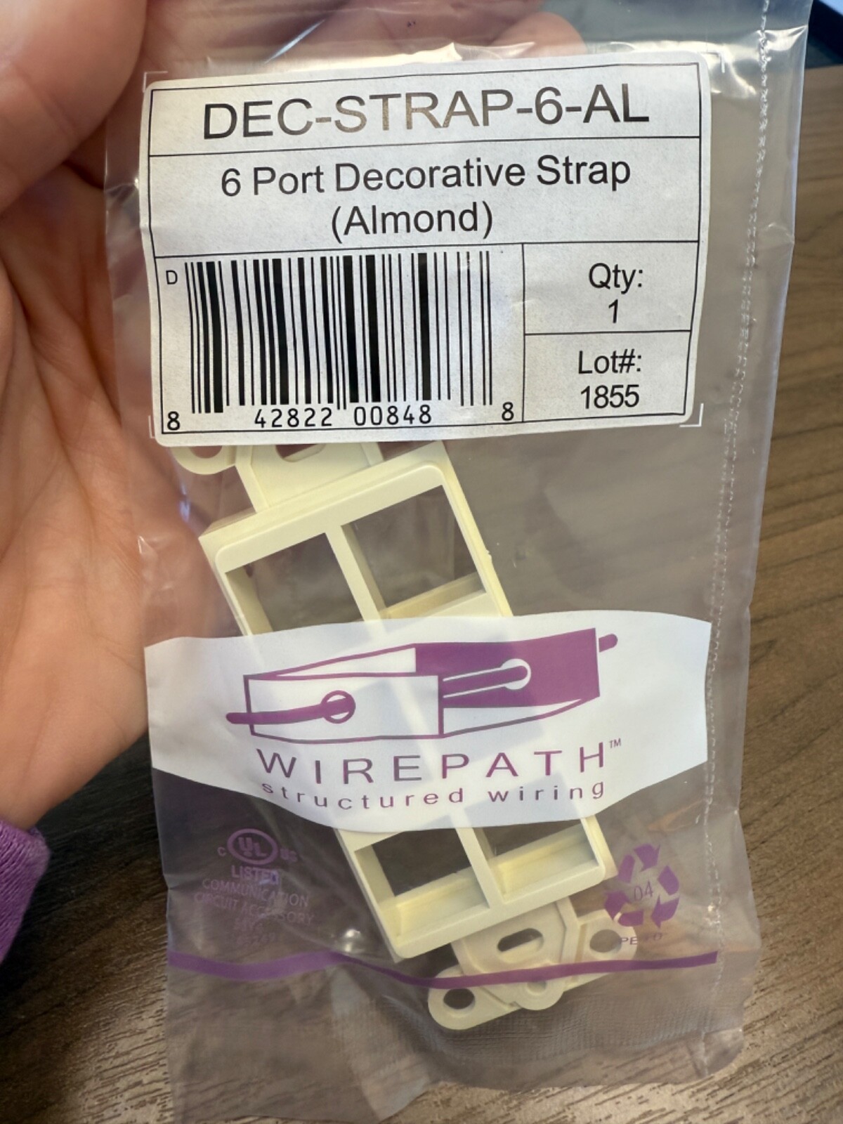 Wirepath 6-Port Decorative Strap (Almond) DEC-STRAP-6-AL 