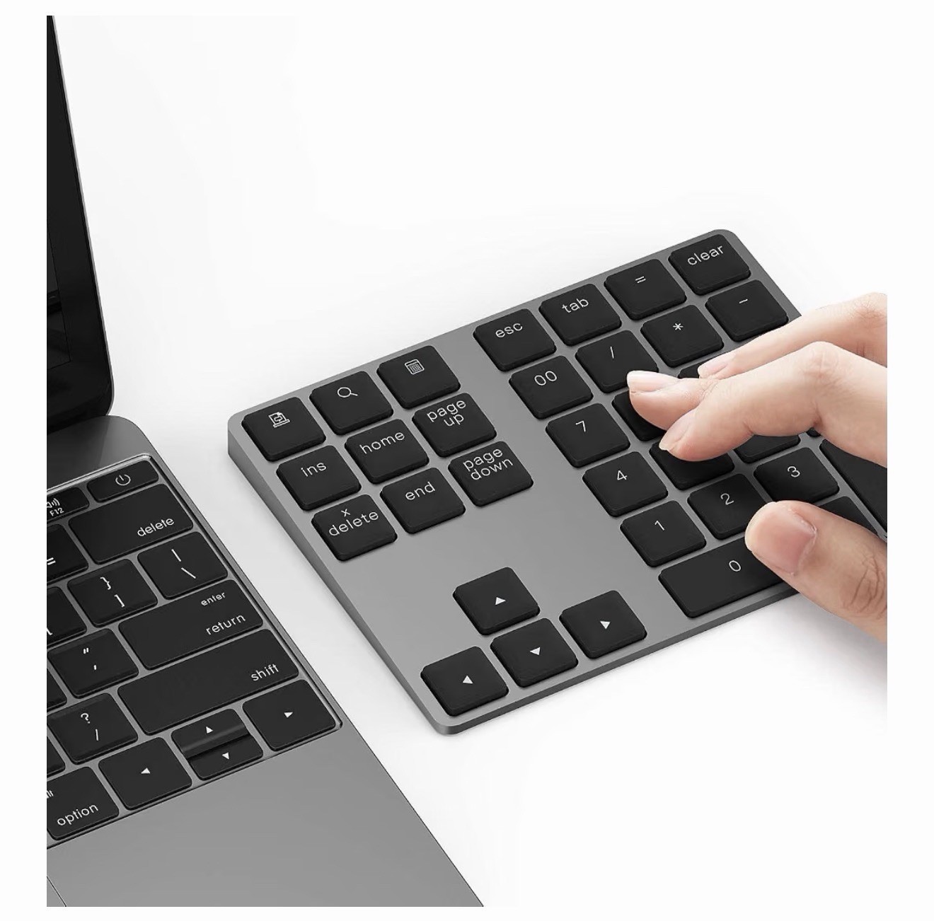 Lekvey Bluetooth Numeric Keypad Wireless Rechargeable Aluminum Number Pad Gray
