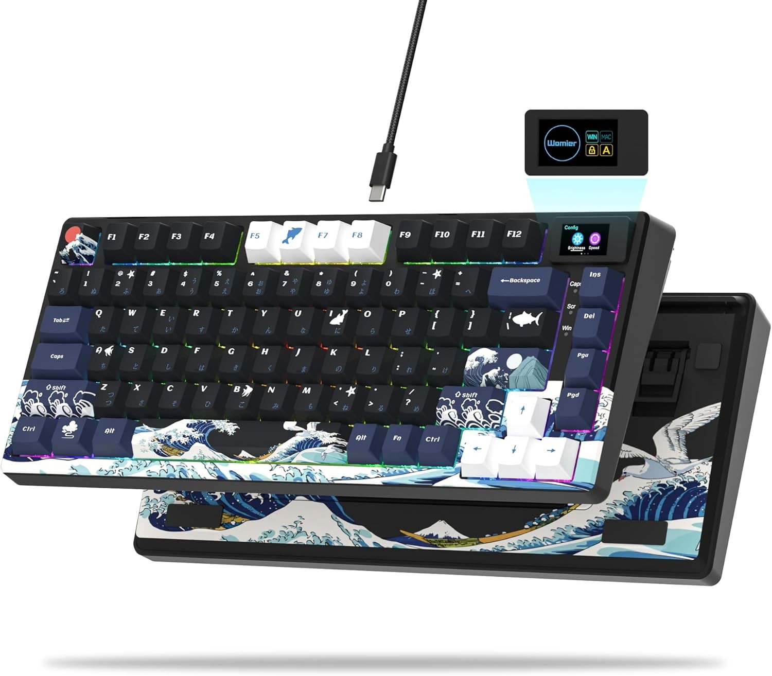 Womier S-K80 75% Keyboard with Color Multimedia Display Mechanical Gaming