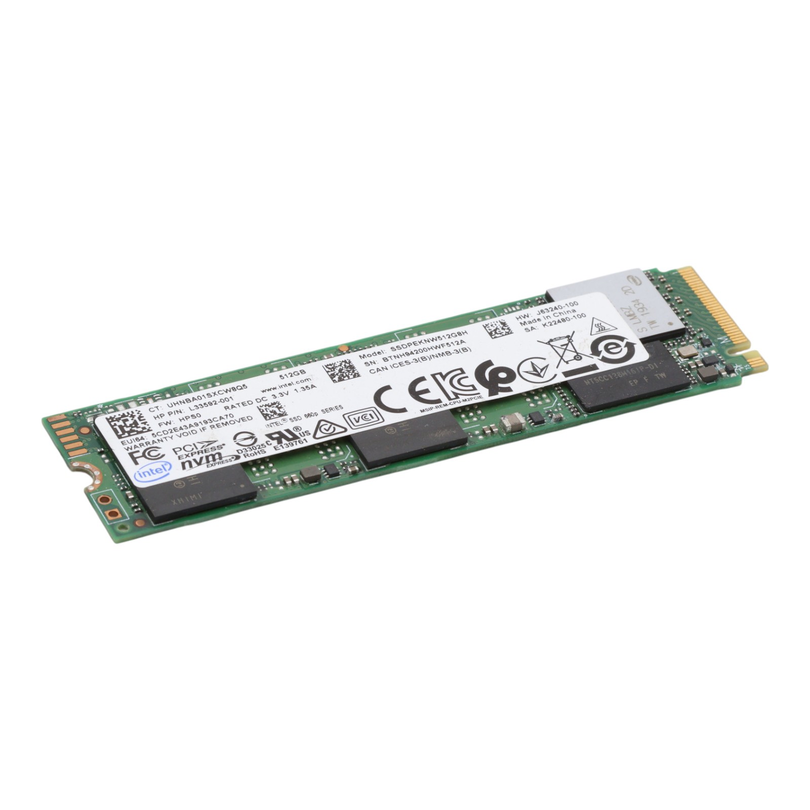 Intel 512GB PCIe 3.0 x4 NVMe M.2 2280 SSD L33592-001 SSDPEKNW512G8H 660p HP OEM