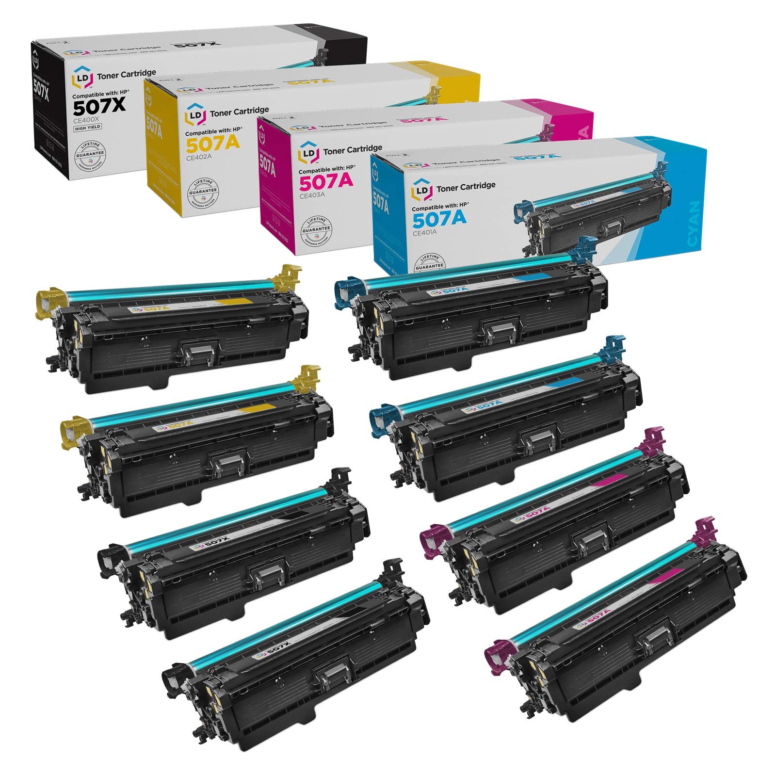 LD Replacement Replacements for HP 507X/507A 8PK: CE400X/CE401A/CE402A/CE403A