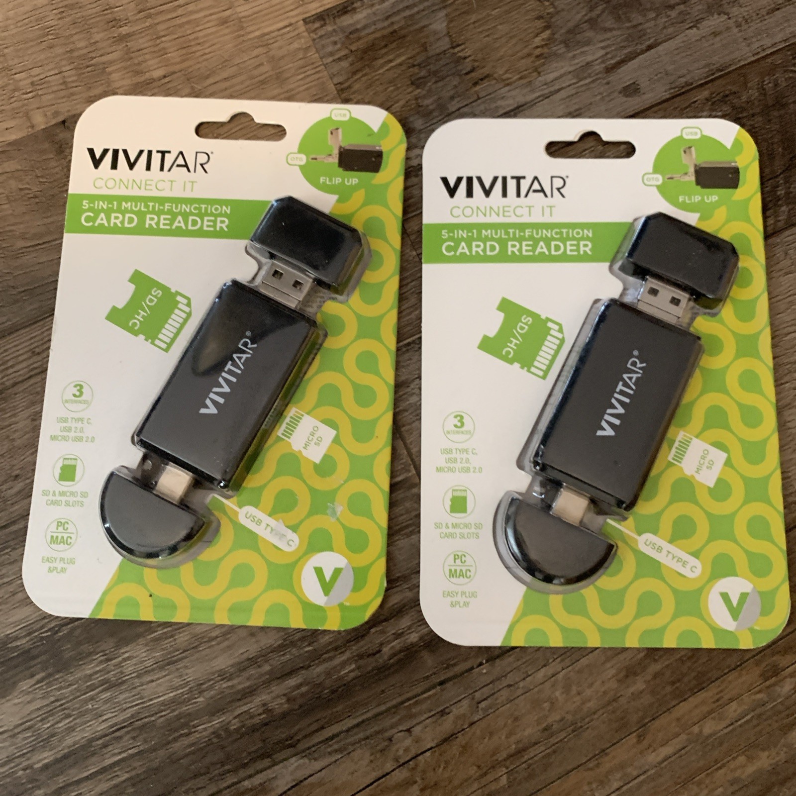 Vivitar Connect It 5 in 1 Multi Function Card Reader OTG USB USB-C Lot Of 2 NEW