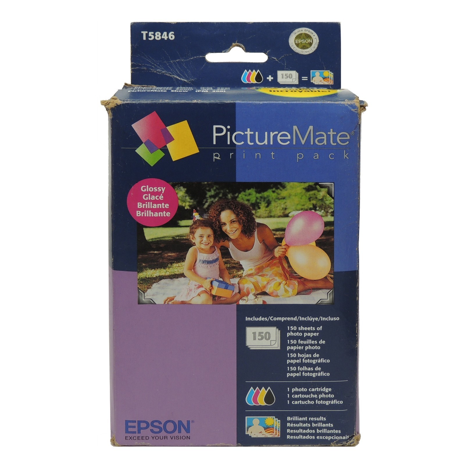 Epson PictureMate T5846 Print Pack Ink Cartridge & 150 Glossy Photo Sheets NOS