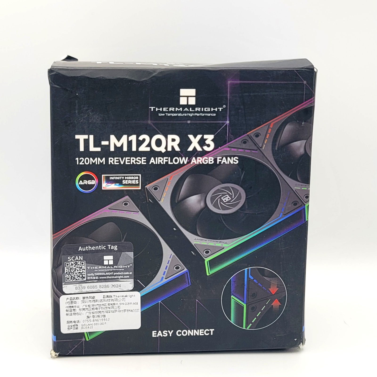 Thermalright TL-M12QR X3 120mm Reverse Airflow ARGB PWM Fan 3-Pack Easy Connect