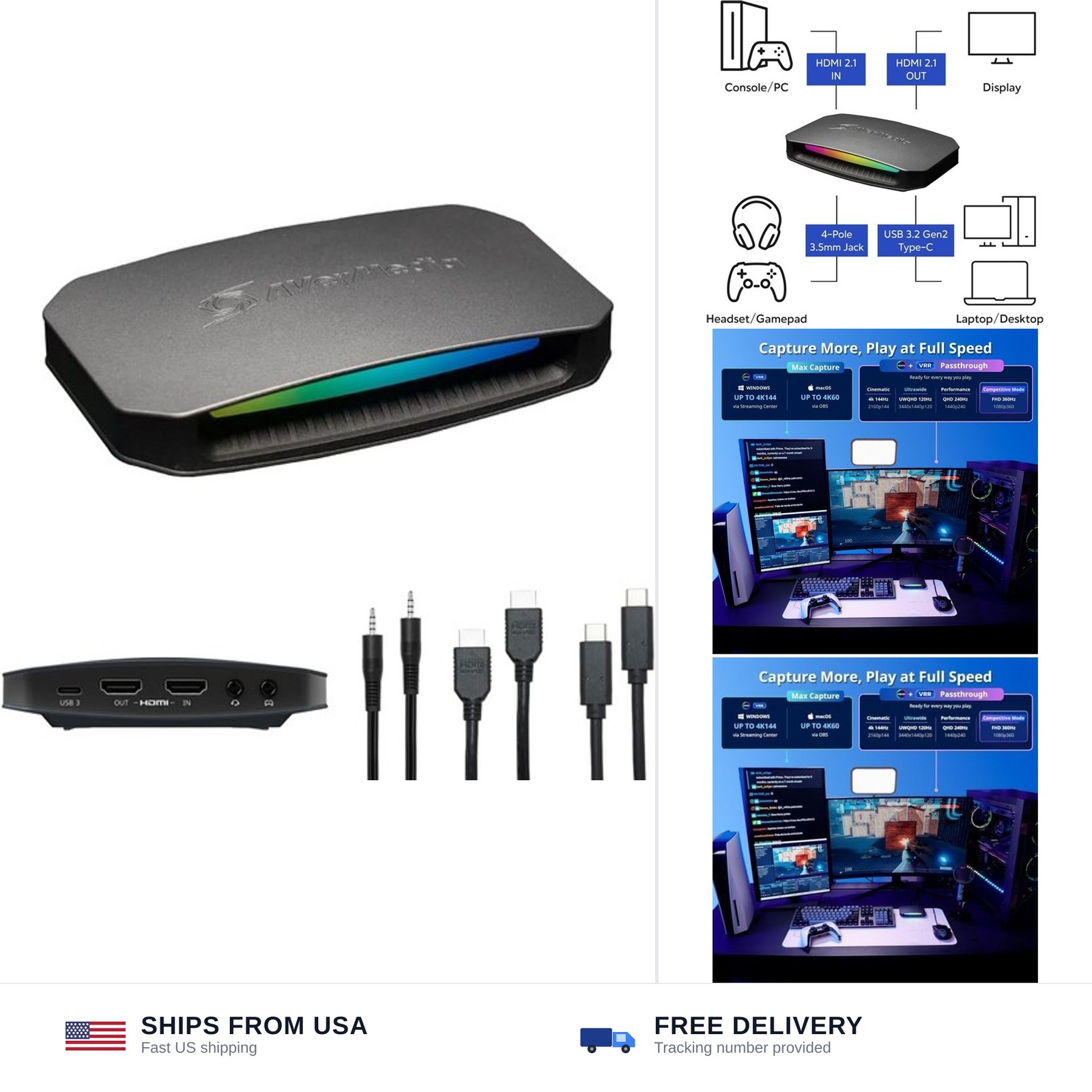 AVerMedia Live Gamer Ultra 2.1 4K144 HDMI 2.1 USB Capture Card, GC553G2