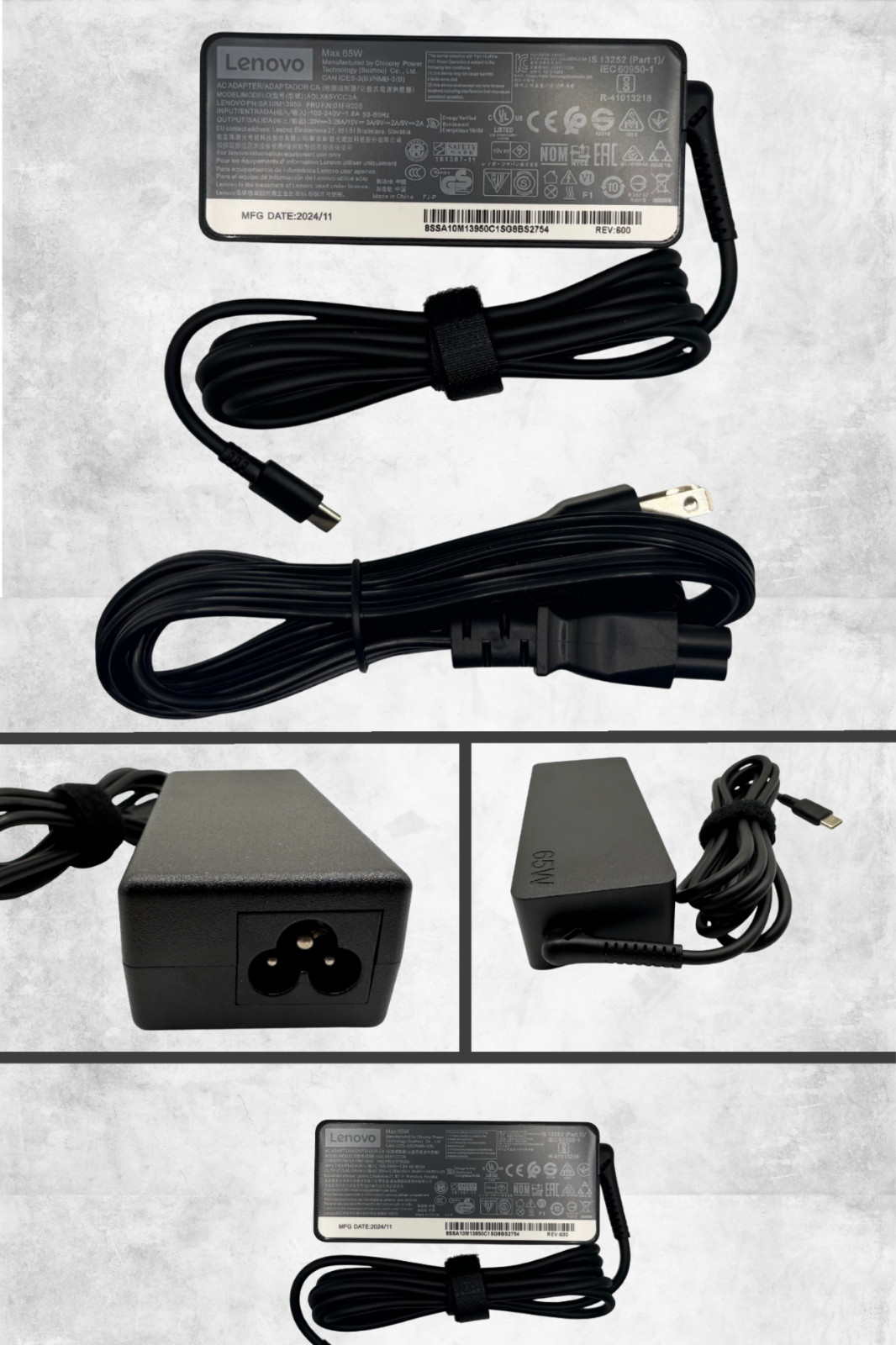 4-Pack Lenovo 65W USB-C Laptop Charger ADLX65YCC3A ThinkPad Yoga IdeaPad