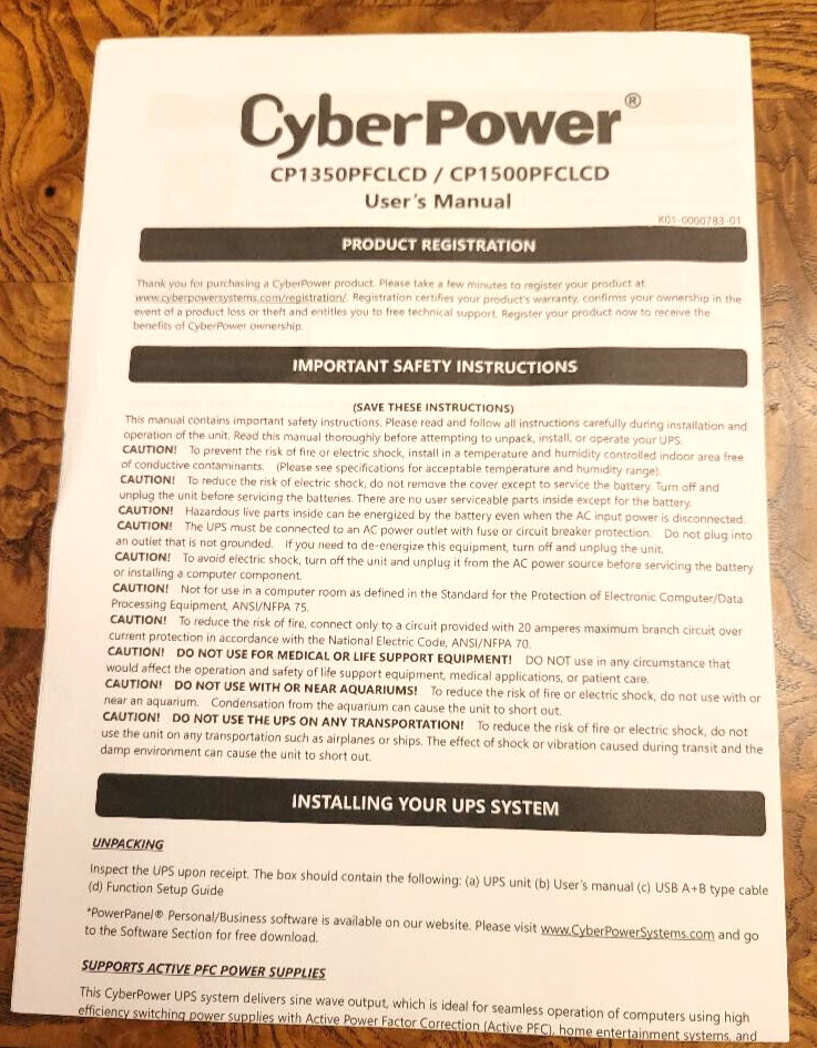 CyberPower CP1350PFCLCD/CP1500PFCLCD User’s Manual ONLY
