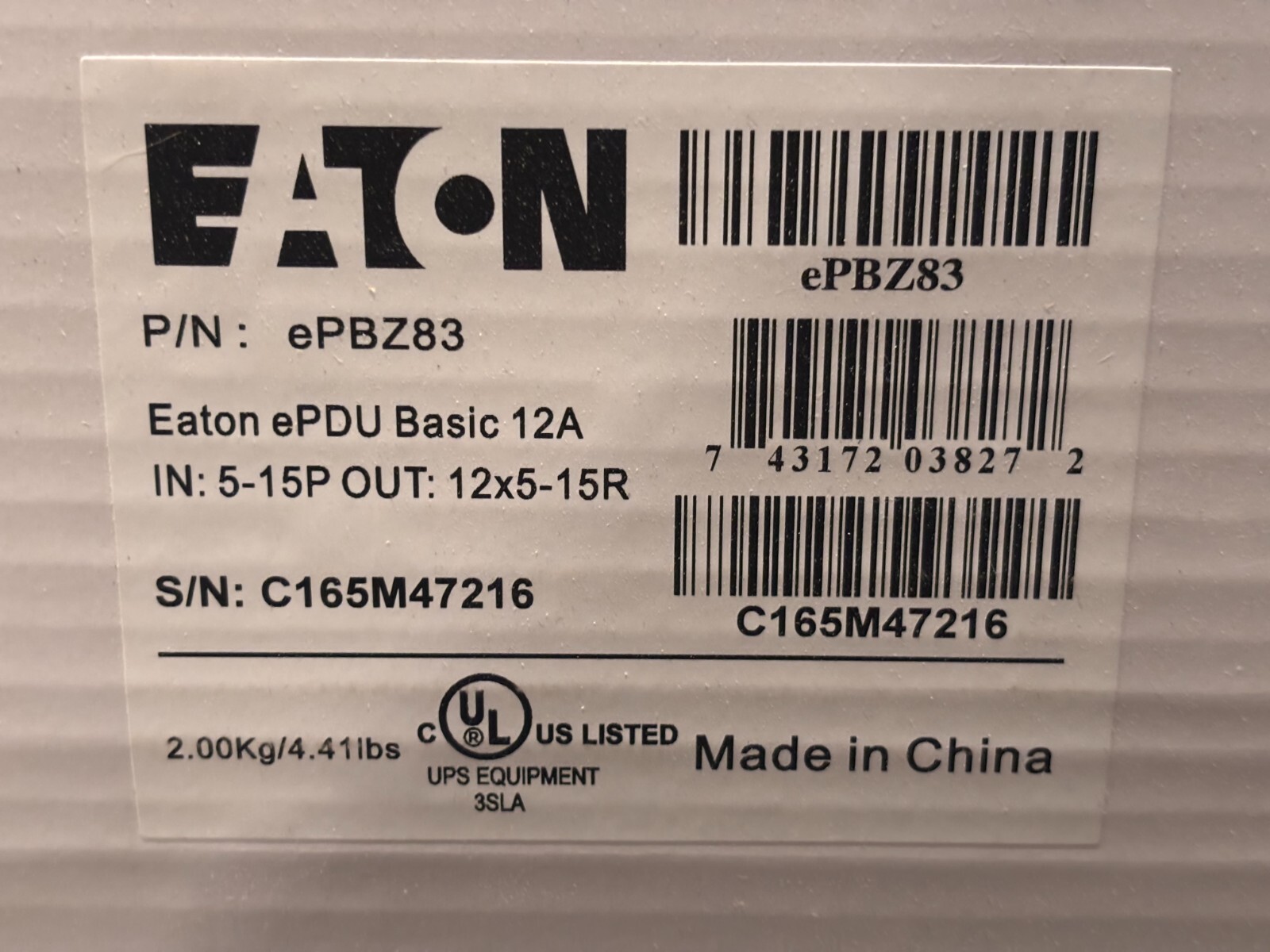 Eaton EPBZ83 EPDU Basic 12A Rack PDU