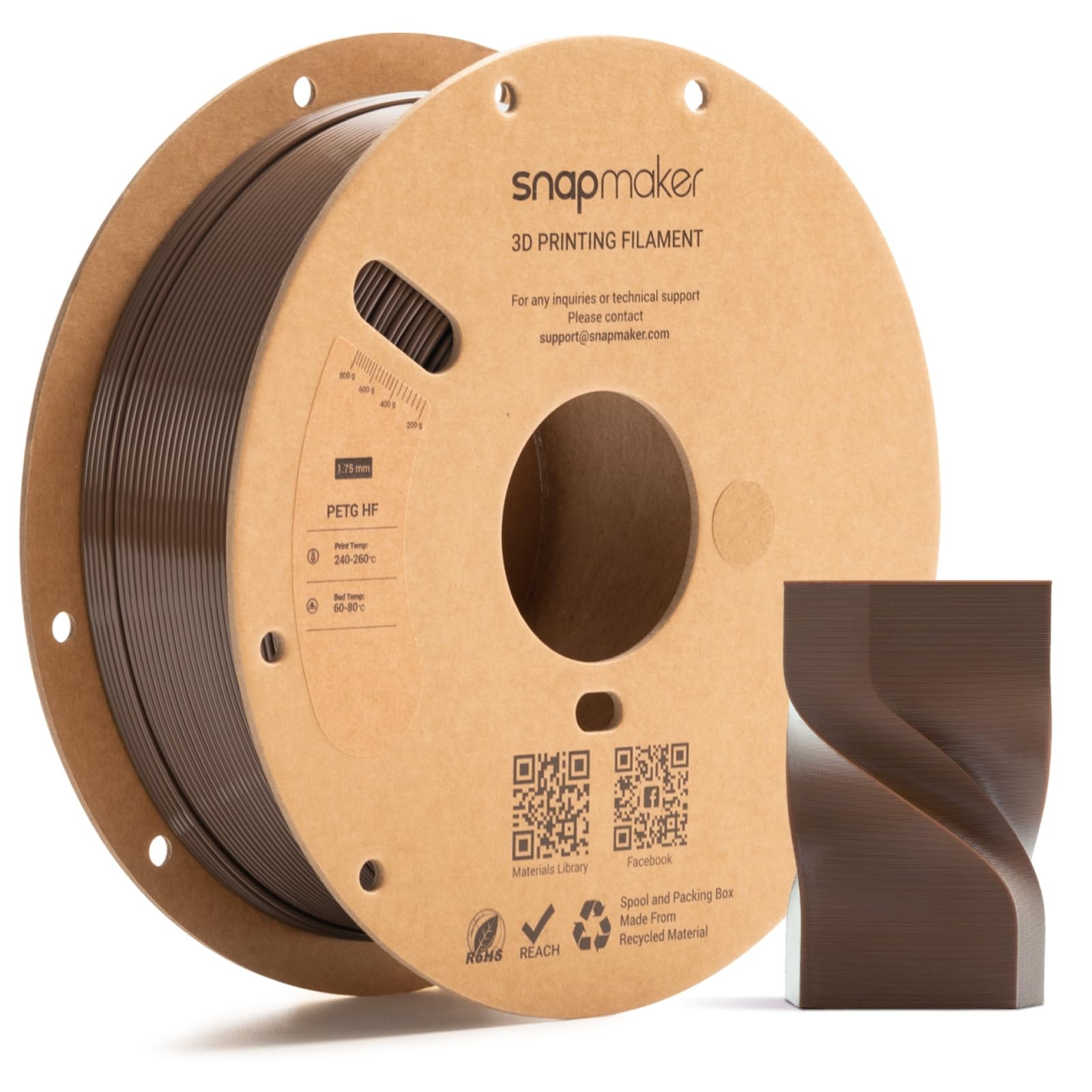 Snapmaker PETG Filament 1.75mm,PETG HF 3D Printer Filament 1kg(2.2lbs) | High...