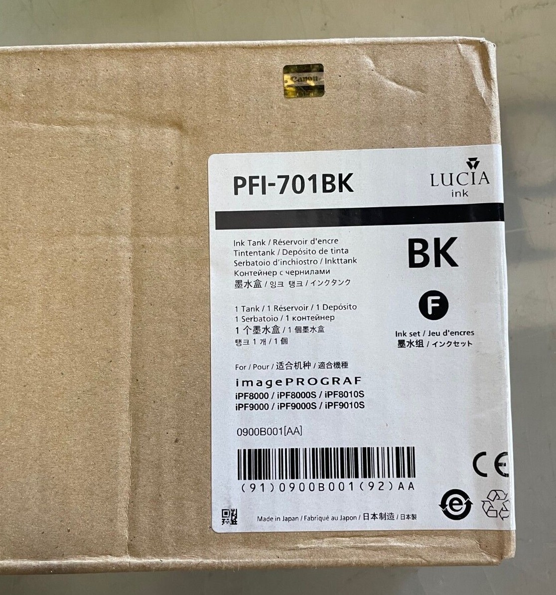 Canon PFI-701BK Black Ink Tank 700 ml imagePROGRAF iPF8000, 8000s Expired   