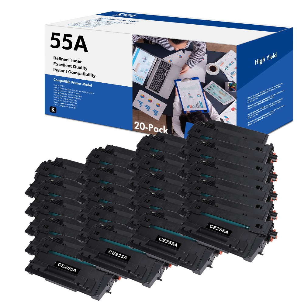 20PK Black CE255A 55A Toner fit for HP LaserJet Pro P3011 P3015X 500 MFP M521DN