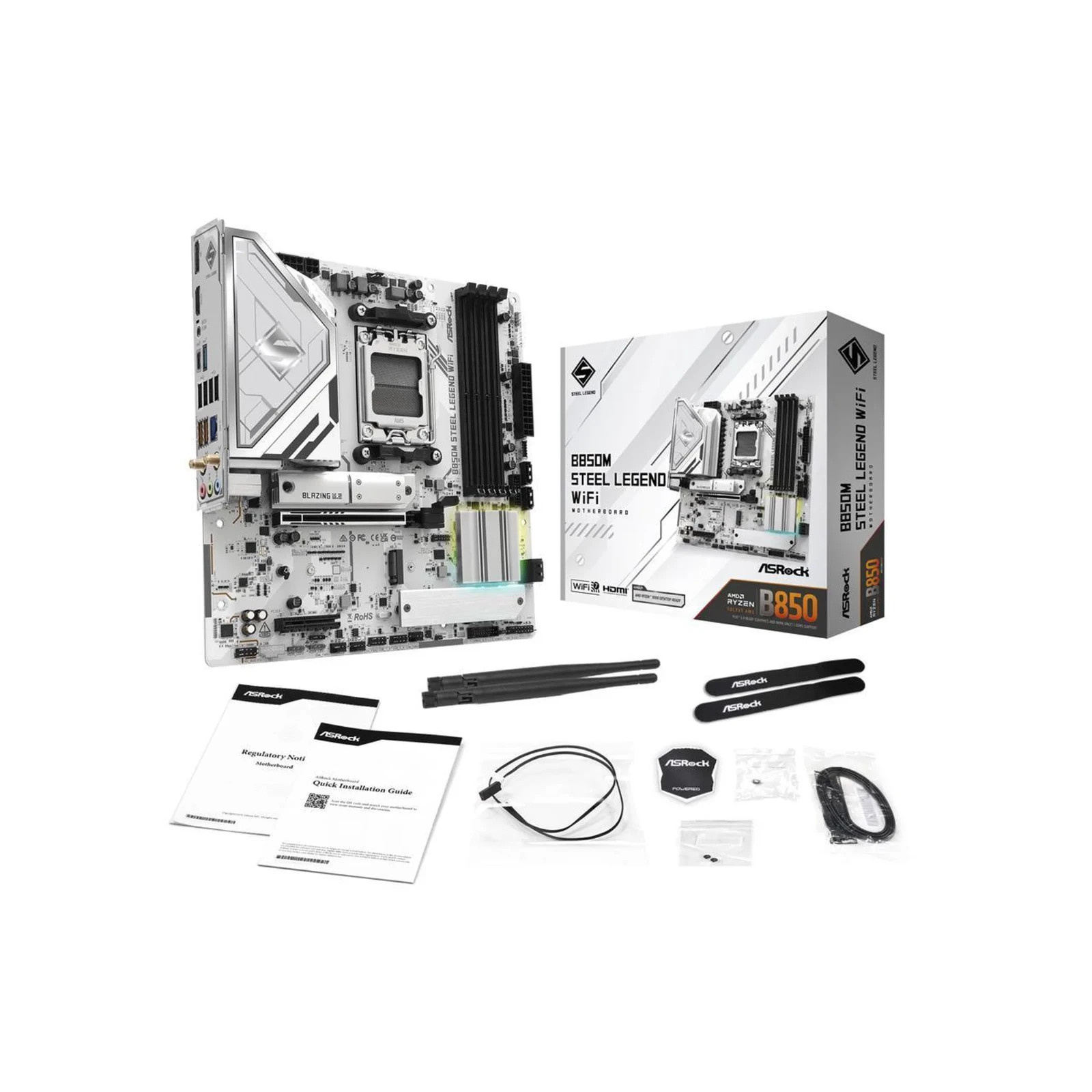ASRock B850M STEEL LEGEND WIFI AM5 AMD B850 SATA 6Gb/s Micro ATX Motherboard