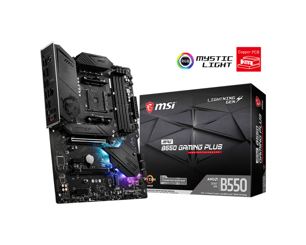 MSI MPG B550 GAMING PLUS AM4 M.2 SATA AMD ATX Motherboard (Factory Refurbished)