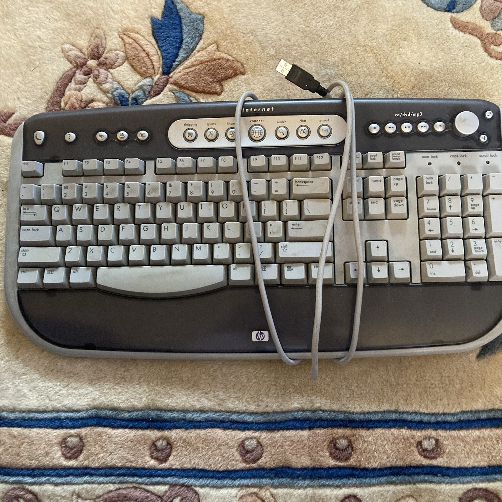 Vintage HP 5308 Multimedia Keyboard | Y2K Aesthetic | USB | Retro PC Gaming