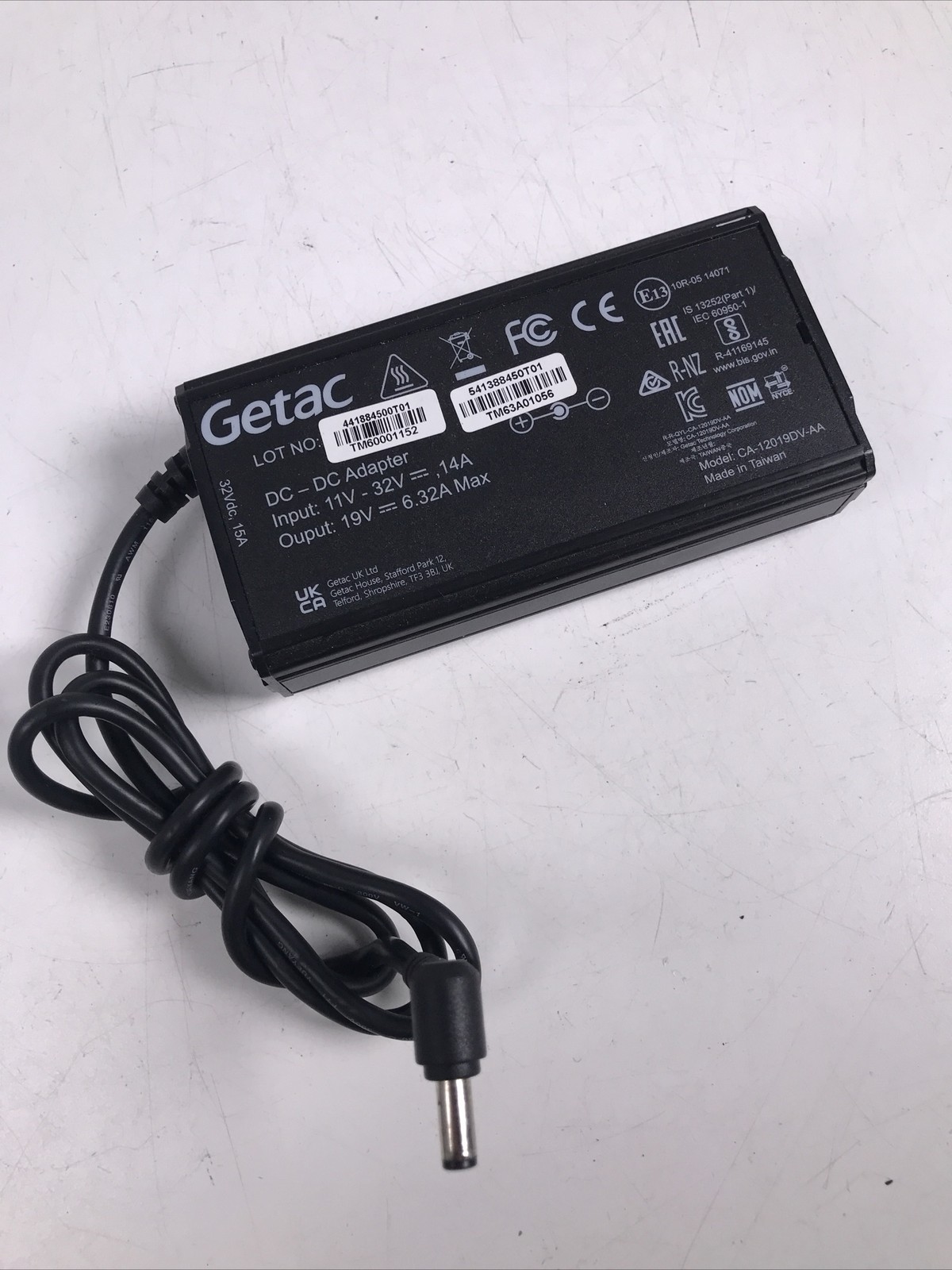 Getac CA-12019DV-AA Vehicle Car Power Adapter, 19V, 6.32A,