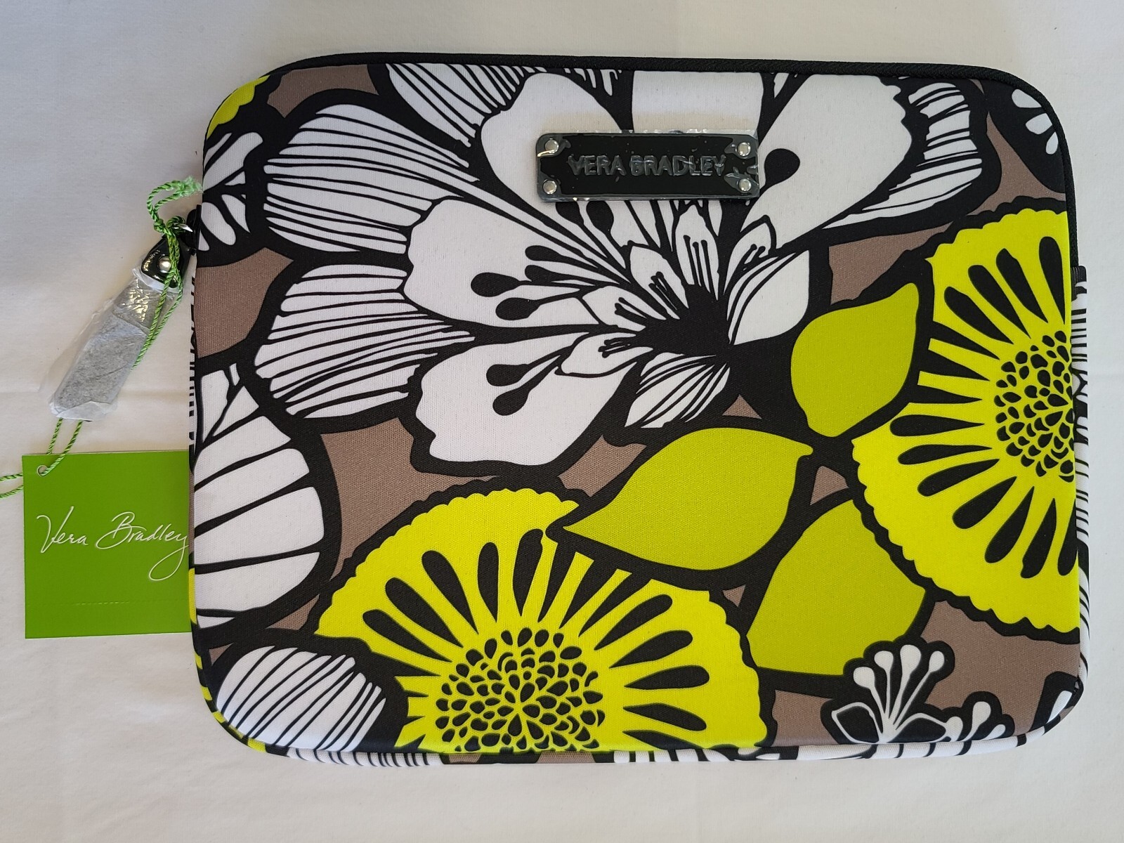 Vera Bradley Citron Neoprene Tablet eReader Sleeve 10x8 Padded Zipper N30