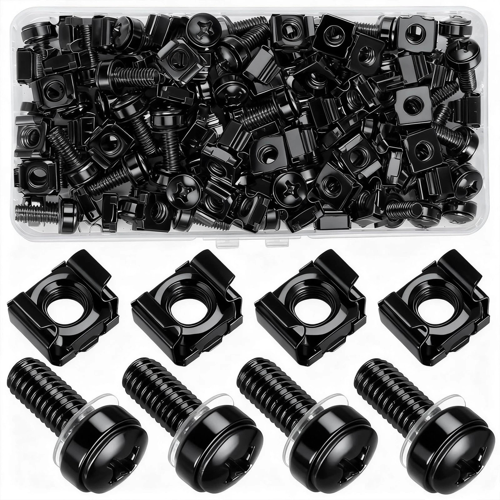 30 PCS M6 x 20mm Rack Mount Cage Nuts Screws Washers For Server Cabinet