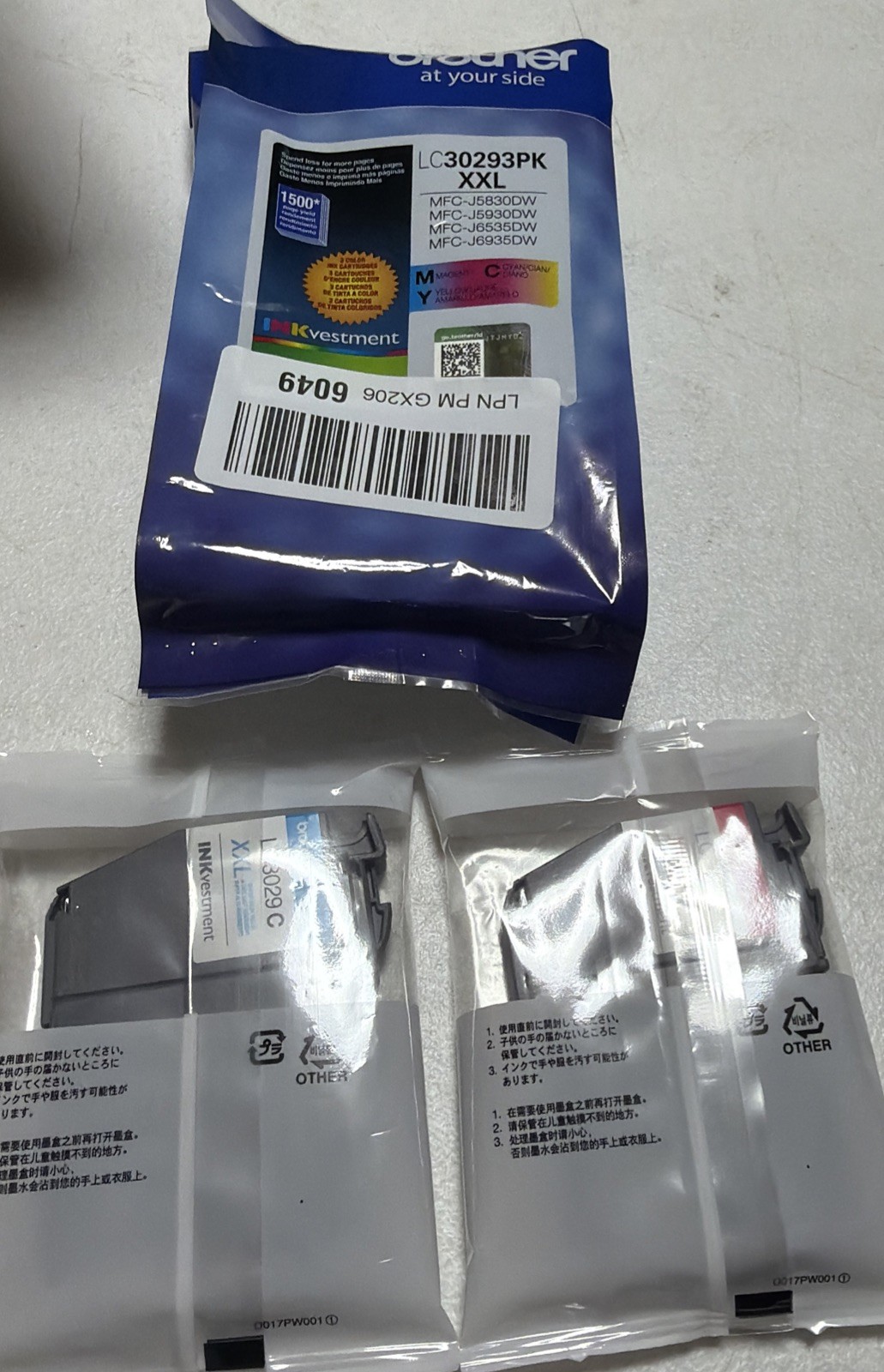 Brother LC3029 Color C & M Ink Cartridges (LC30293PKS), Super High Yield, 2/Pack