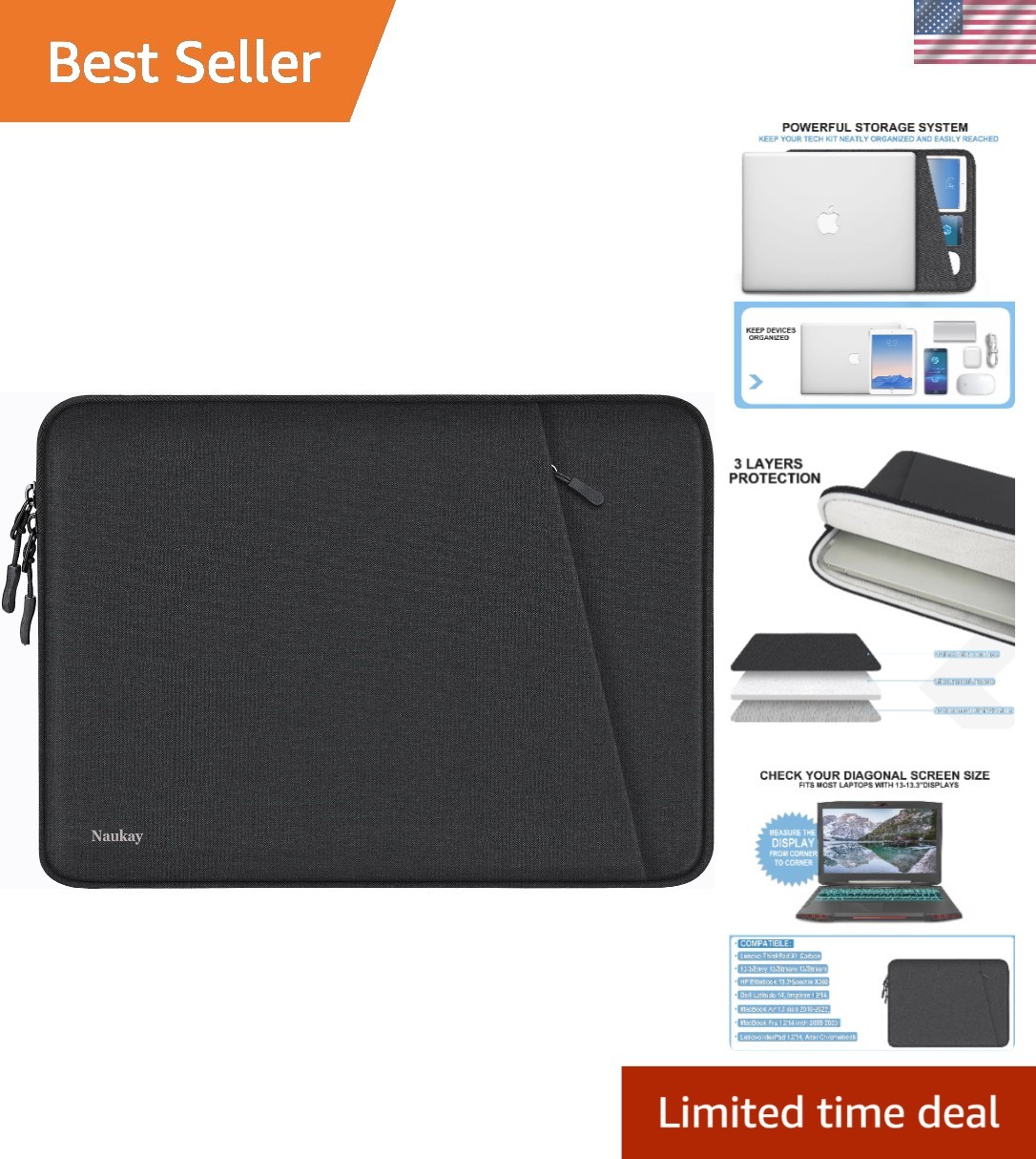 Sleek 13.3-Inch Laptop Sleeve: Shockproof & Water-Resistant Protective Case