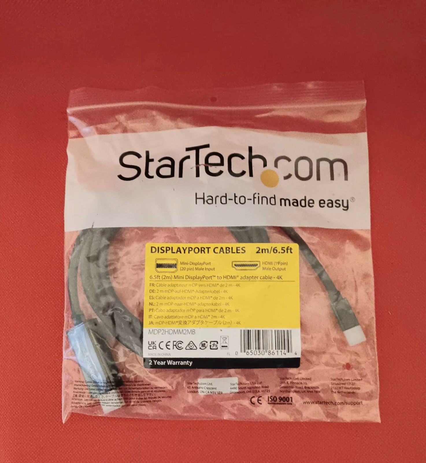 Startech 6.5ft Mini DisplayPort to HDMI Adapter Cable - 4K (/RT6-22142-MDP2HD...