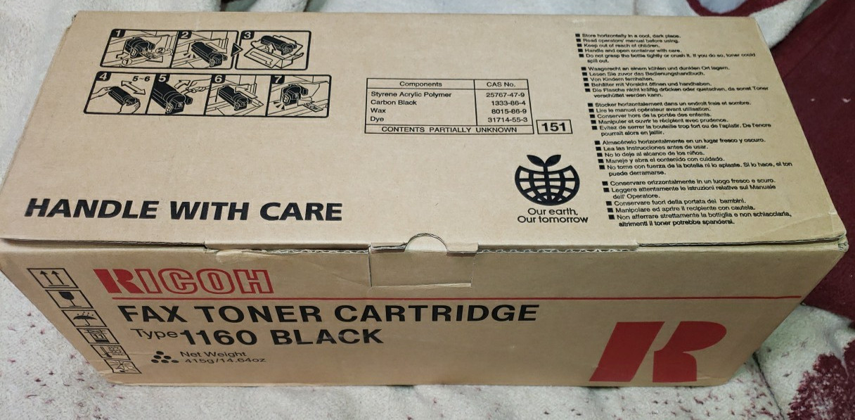 Genuine Ricoh 430347 Type 1160 Fax Toner Cartridge Black
