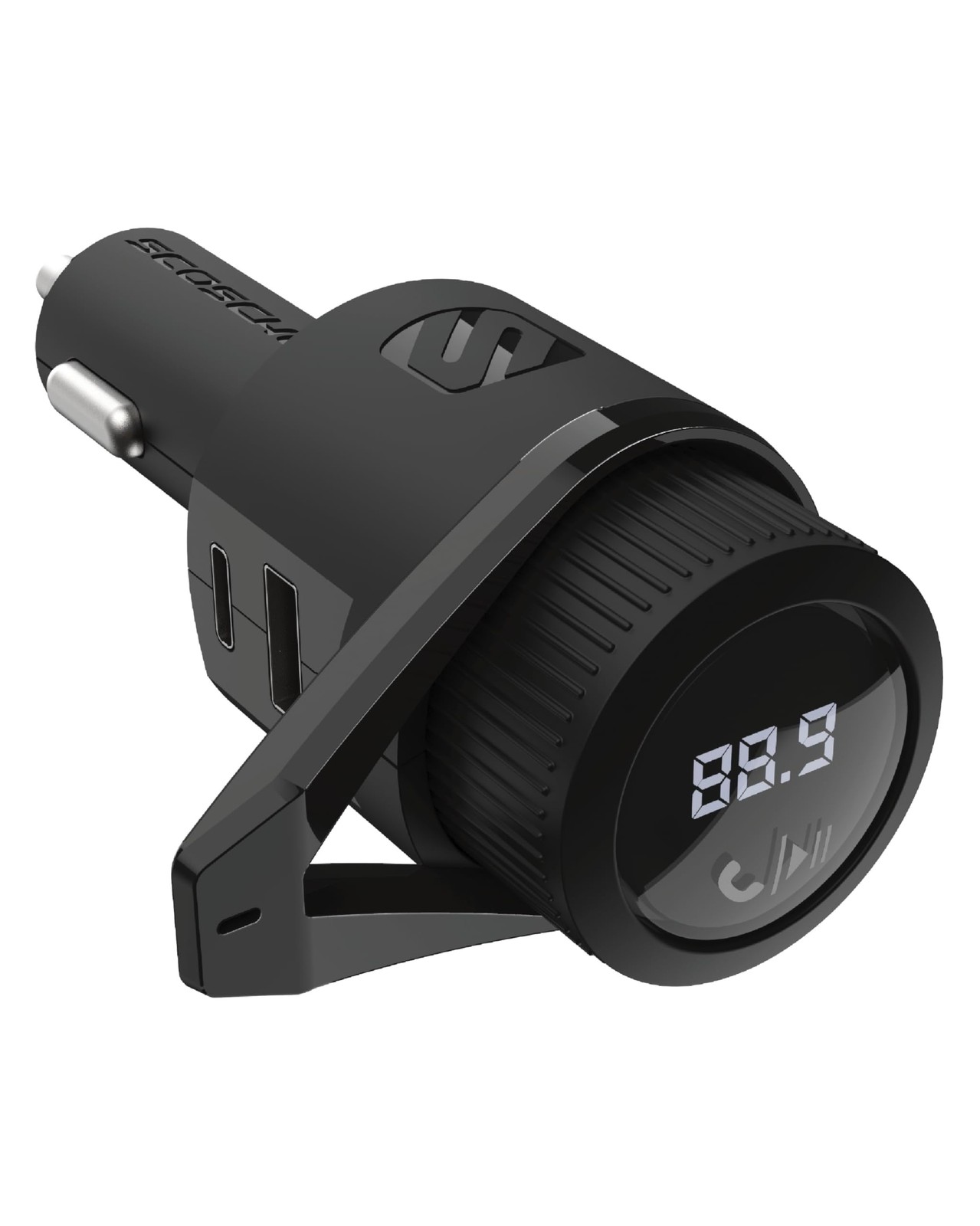 Scosche BTFM9 FM Bluetooth Transmitter Car, Dual 12W USB-C Port, Black