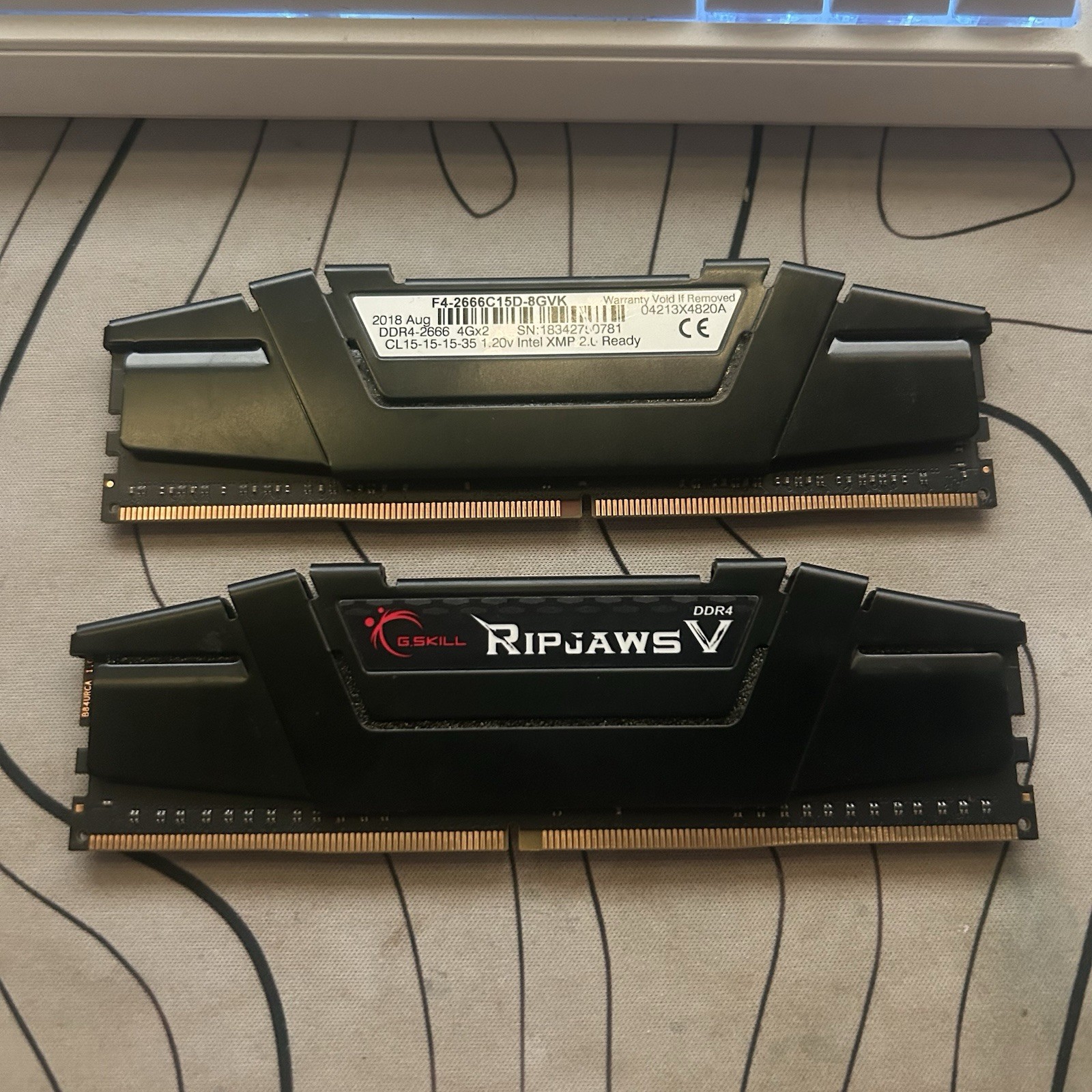 G.Skill Ripjaws V 8GB (2x4GB) RAM DDR4 2666MHz F4-2666C15S-4GVK - Tested Working