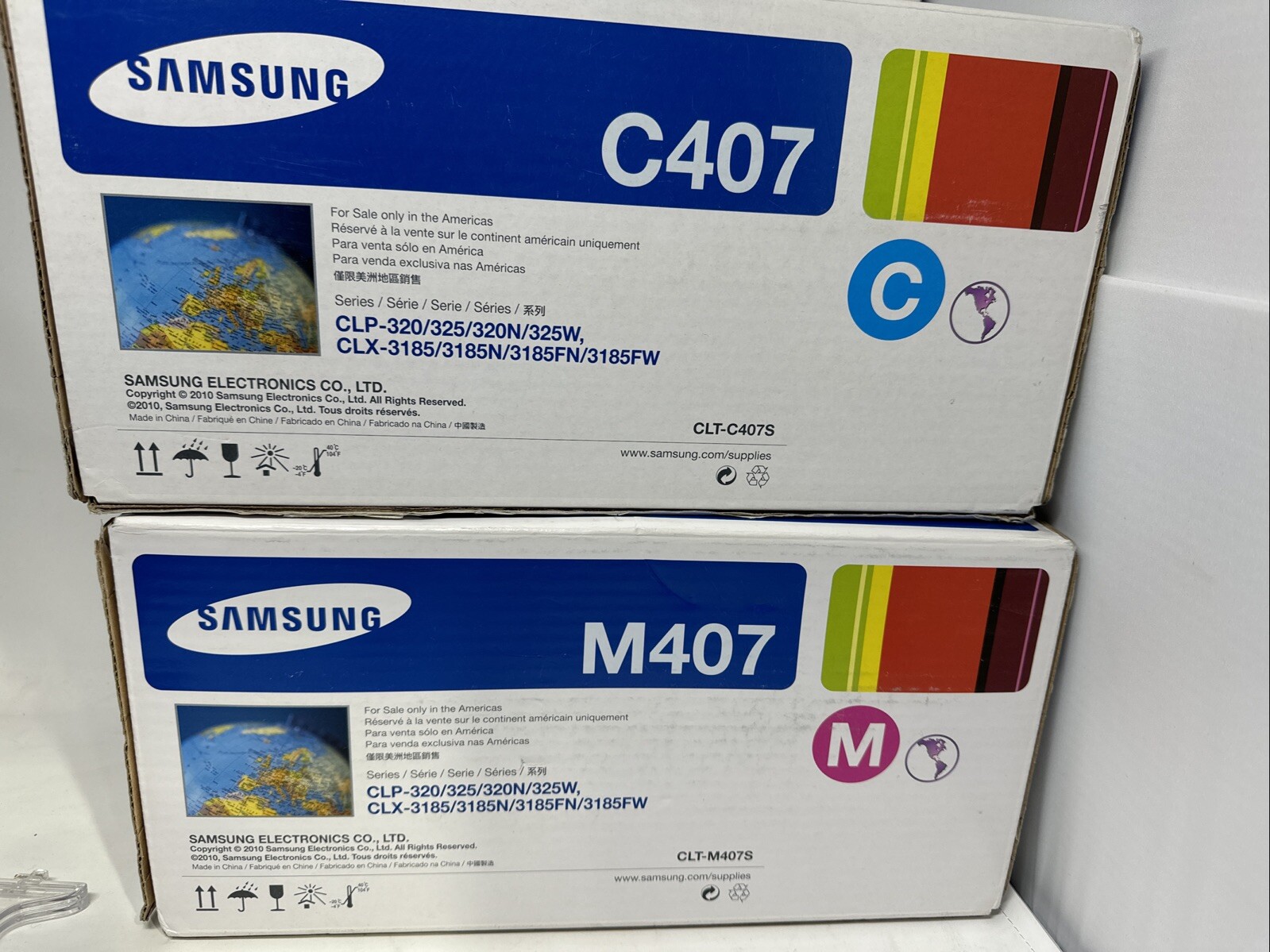 New & Sealed Samsung Genuine  CLT-M407S & C407S  Toner Set Magenta & Cyan