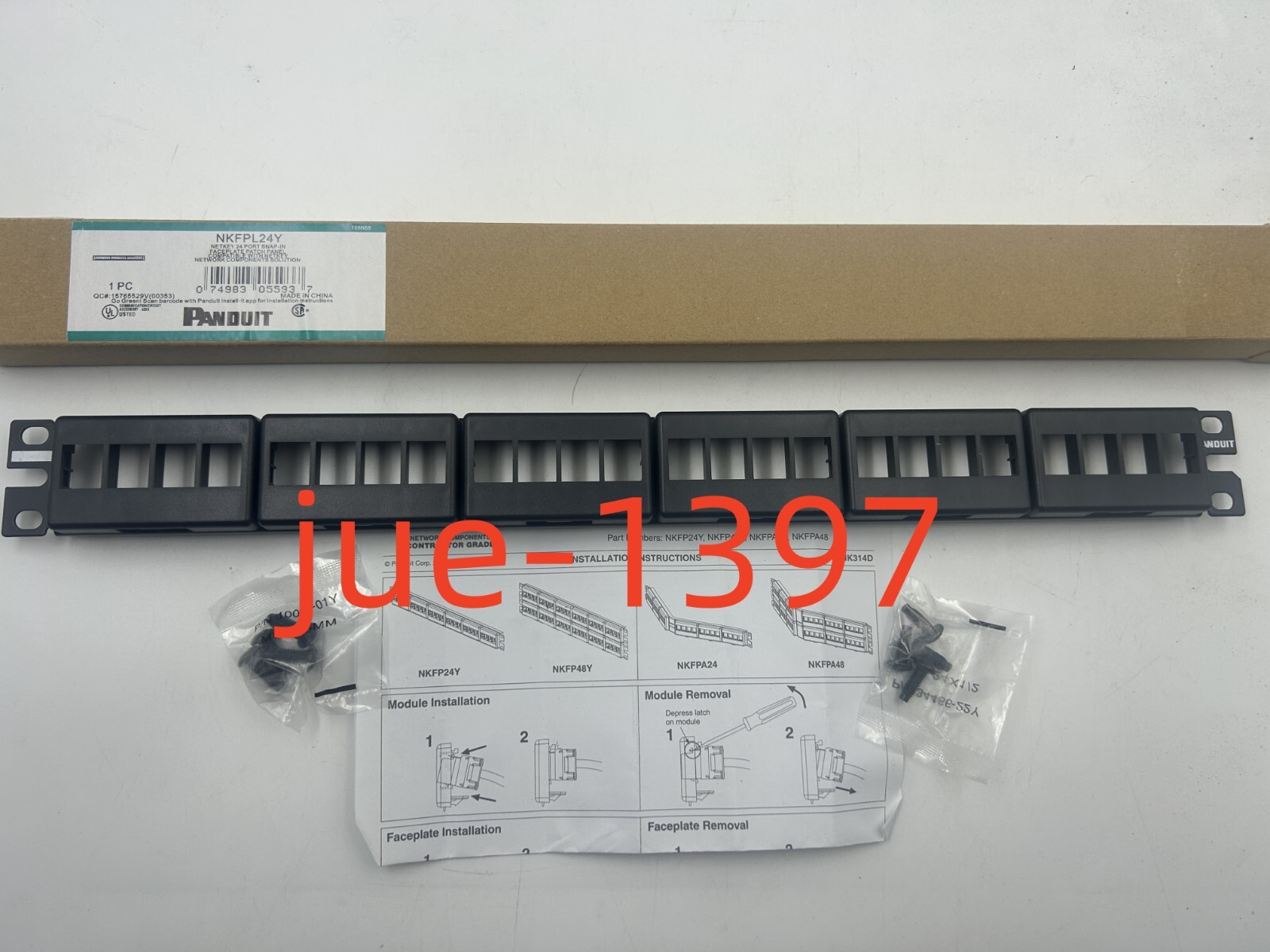 Panduit NKFPL24Y NetKey 24-Port 1U Modular Keystone Patch Panel 